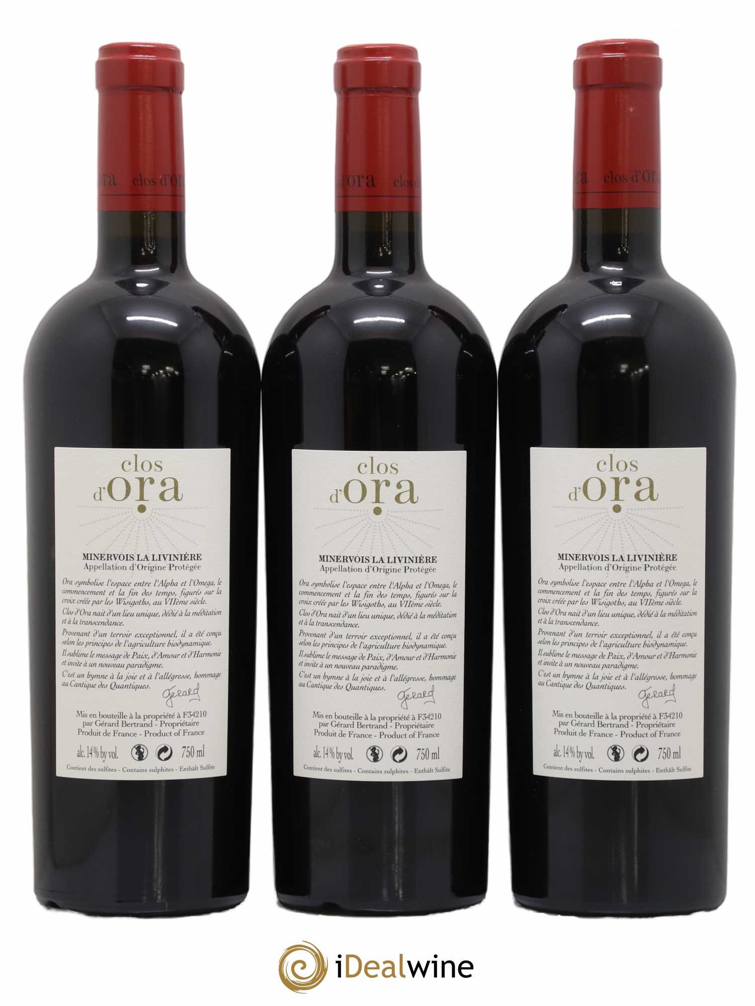Minervois La Livinière Clos d'Ora Gérard Bertrand Clos D'Ora Gerard Bertrand 2012 - Lot de 3 bouteilles - 1