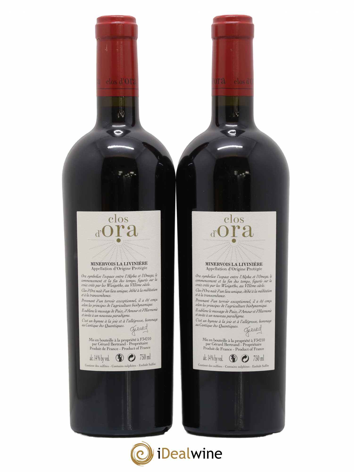 Minervois La Livinière Clos d'Ora Gérard Bertrand Clos D'Ora Gerard Bertrand 2012 - Lot de 2 bouteilles - 1