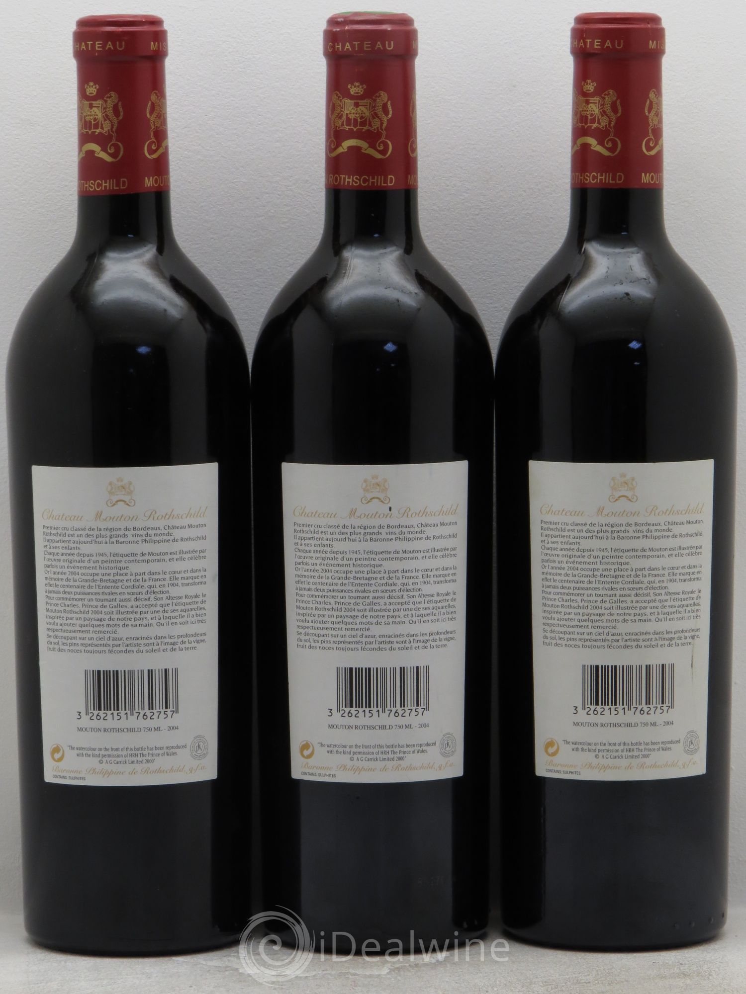Château Mouton Rothschild 1er Grand Cru Classé 2004 - Lot de 3 bouteilles - 1
