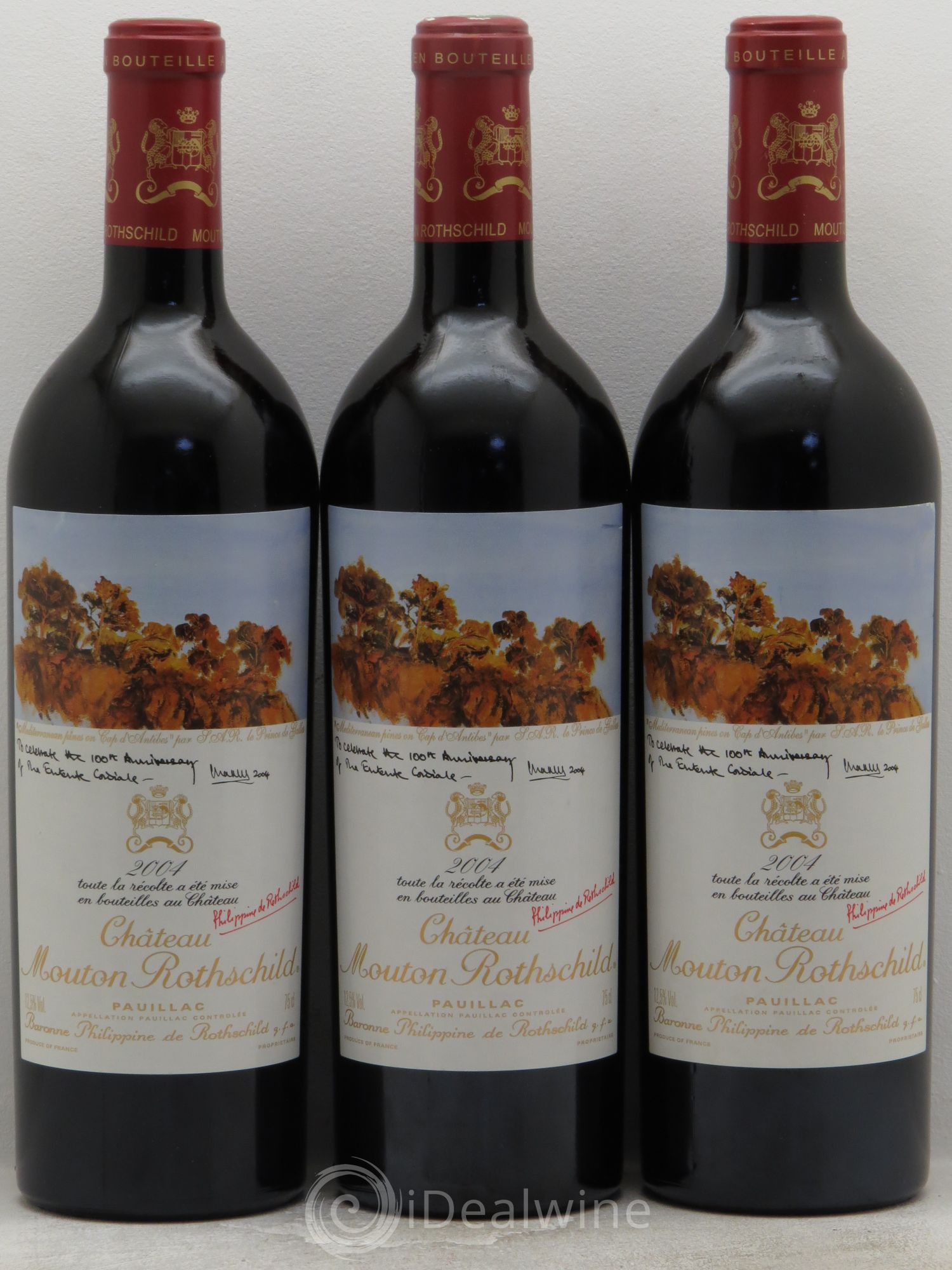 Château Mouton Rothschild 1er Grand Cru Classé 2004 - Lot de 3 bouteilles - 0