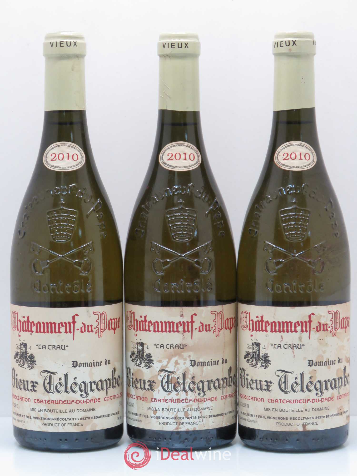 Châteauneuf-du-Pape Vieux Télégraphe (Domaine du) Vignobles Brunier 2010 - Lot de 3 bouteilles - 0
