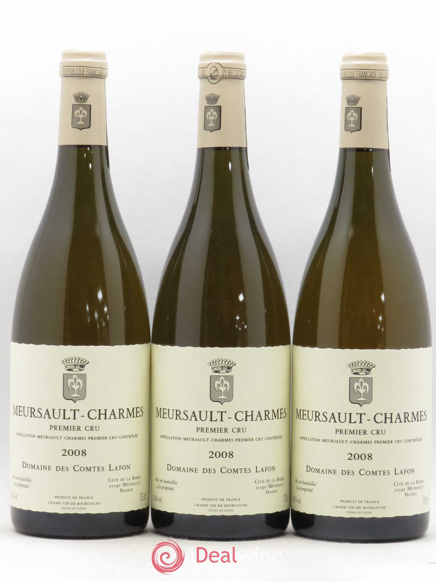 Meursault 1er Cru Charmes Comtes Lafon (Domaine des) 2008 - Lot de 3 bouteilles - 0