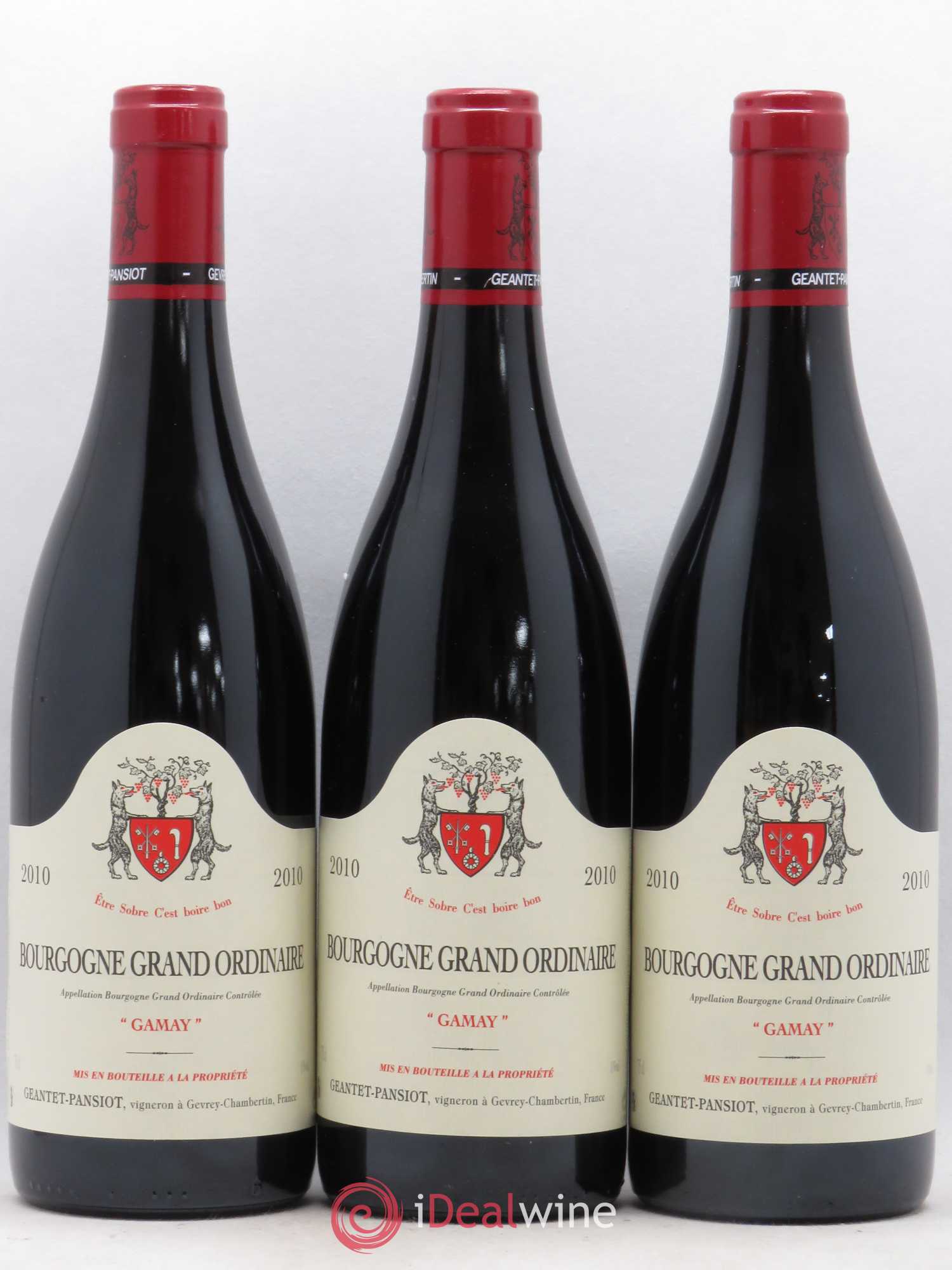 Bourgogne Grand Ordinaire Gamay Geantet Pansiot (sans prix de réserve) 2010 - Posten von 3 Flaschen - 0
