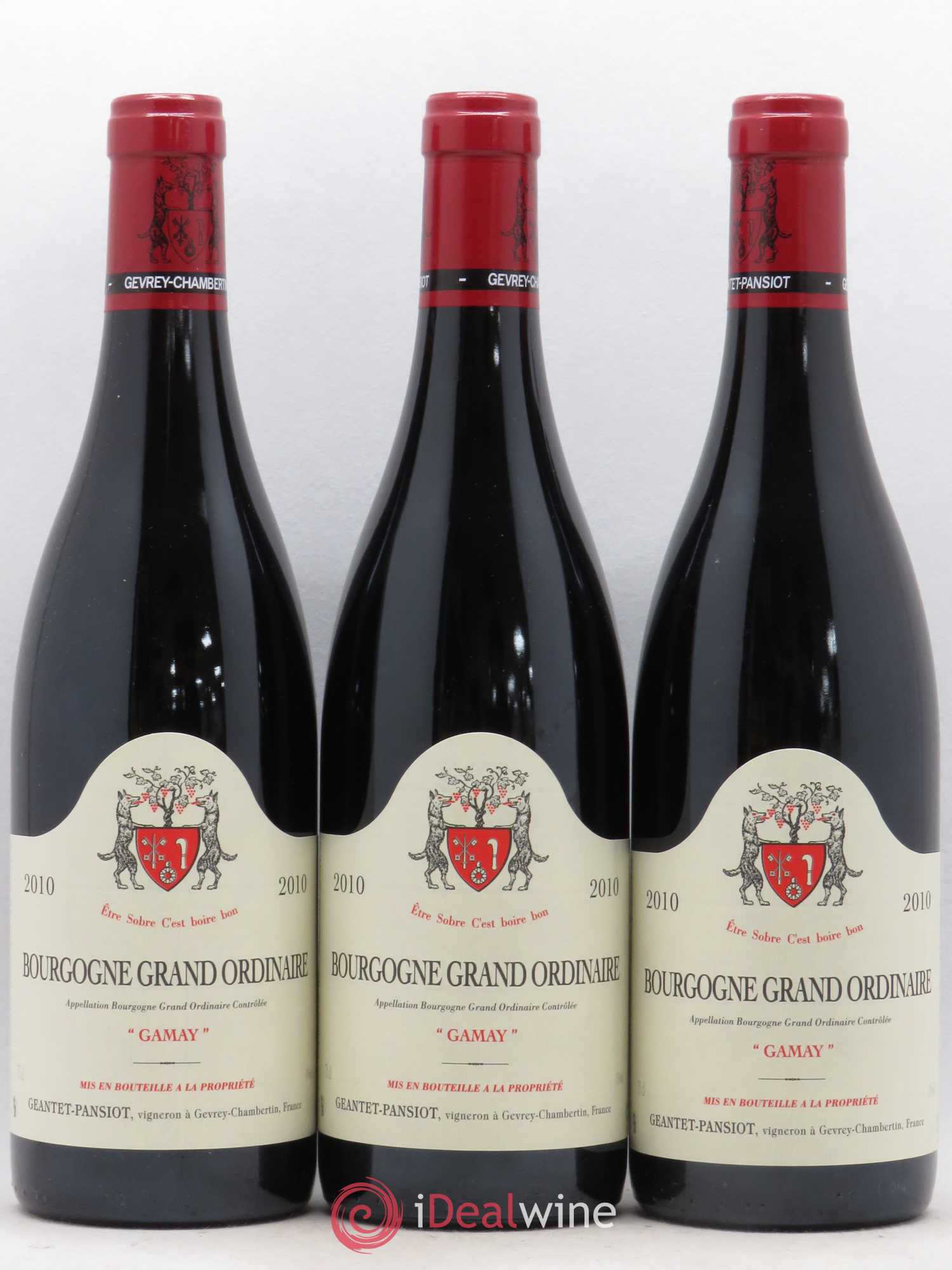 Bourgogne Grand Ordinaire Gamay Geantet Pansiot (sans prix de réserve) 2010 - Posten von 3 Flaschen - 0