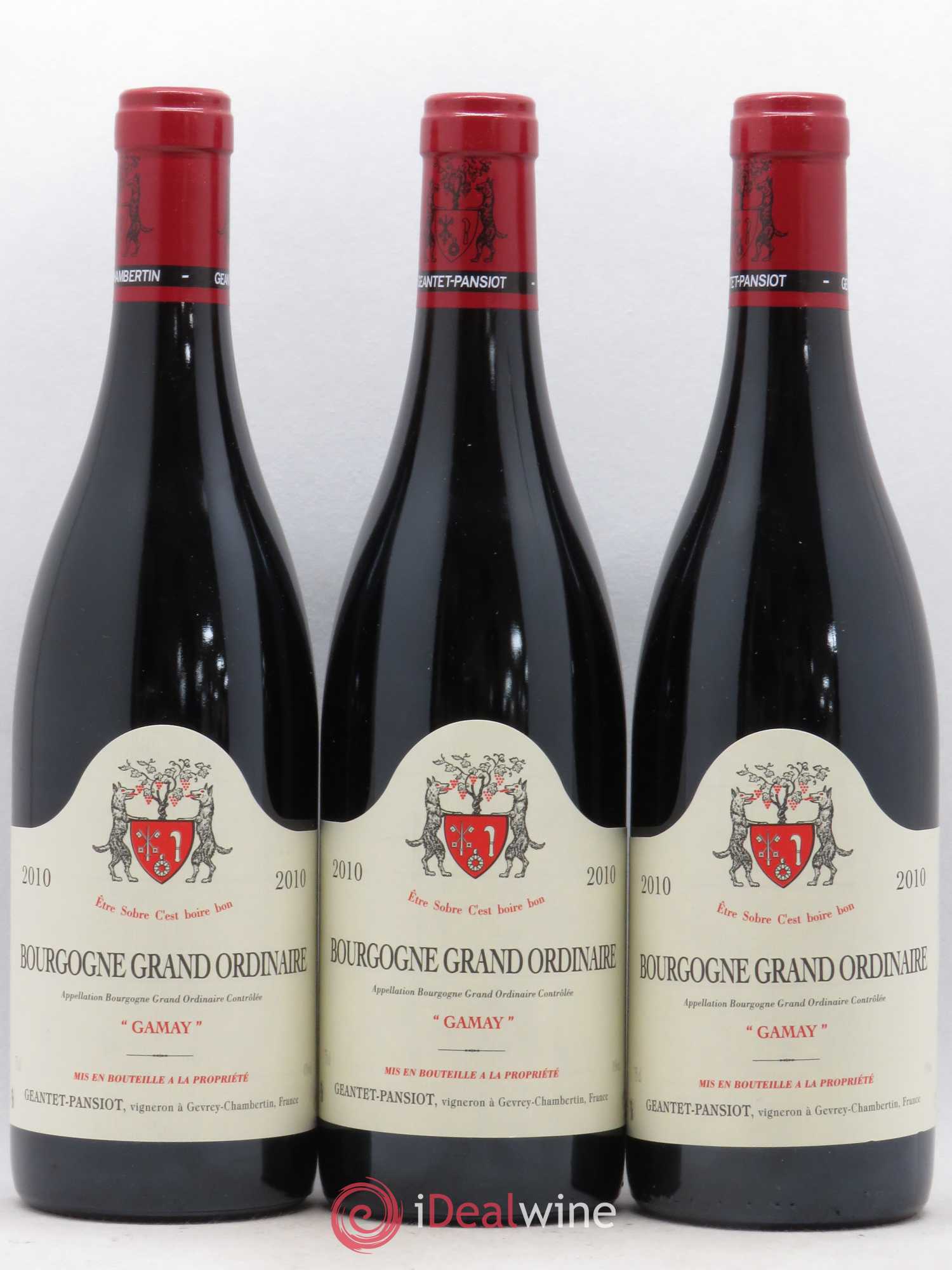 Bourgogne Grand Ordinaire Gamay Geantet Pansiot (sans prix de réserve) 2010 - Posten von 3 Flaschen - 0