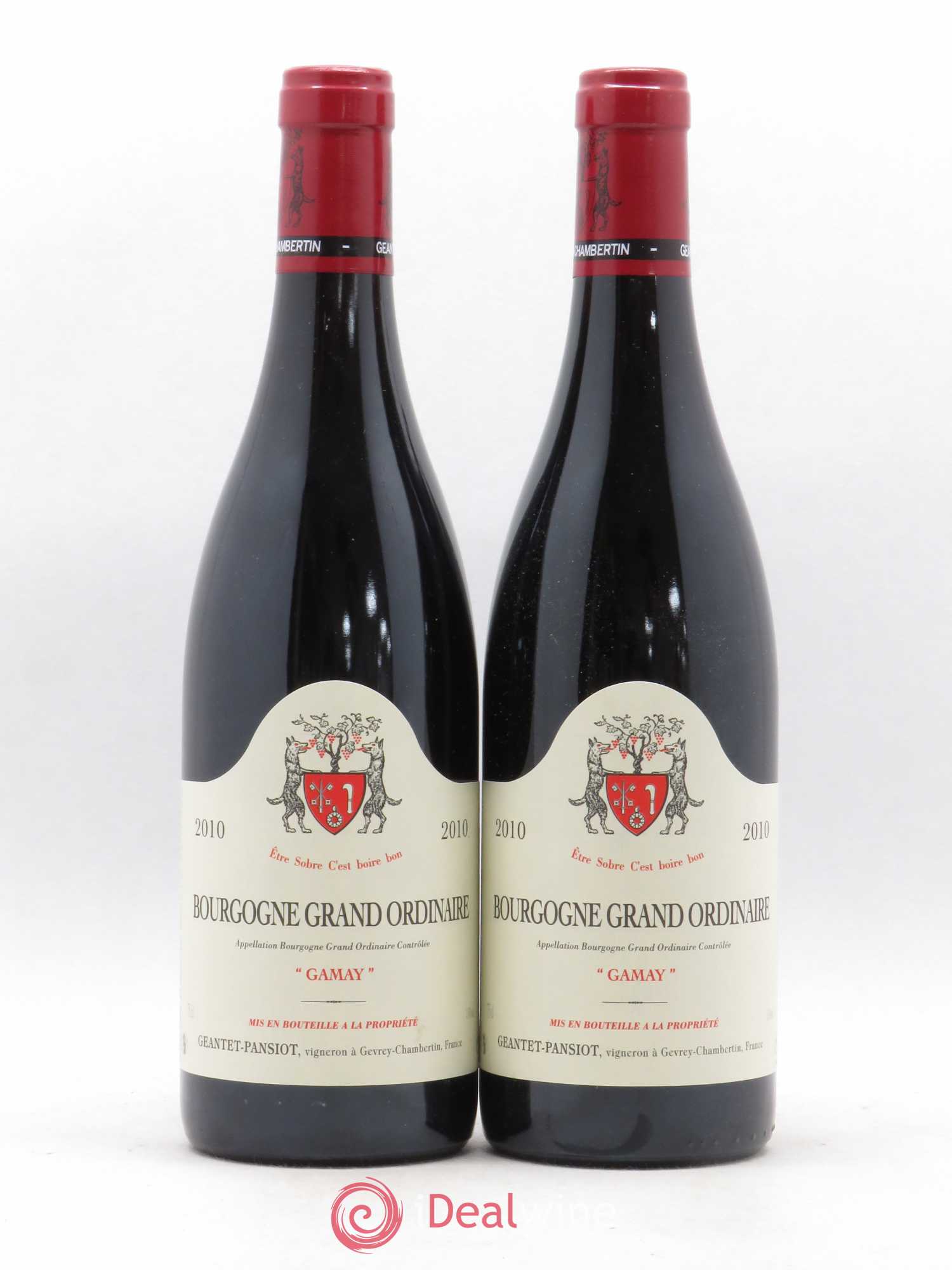 Bourgogne Grand Ordinaire Gamay Geantet Pansiot (sans prix de réserve) 2010 - Posten von 2 Flaschen - 0