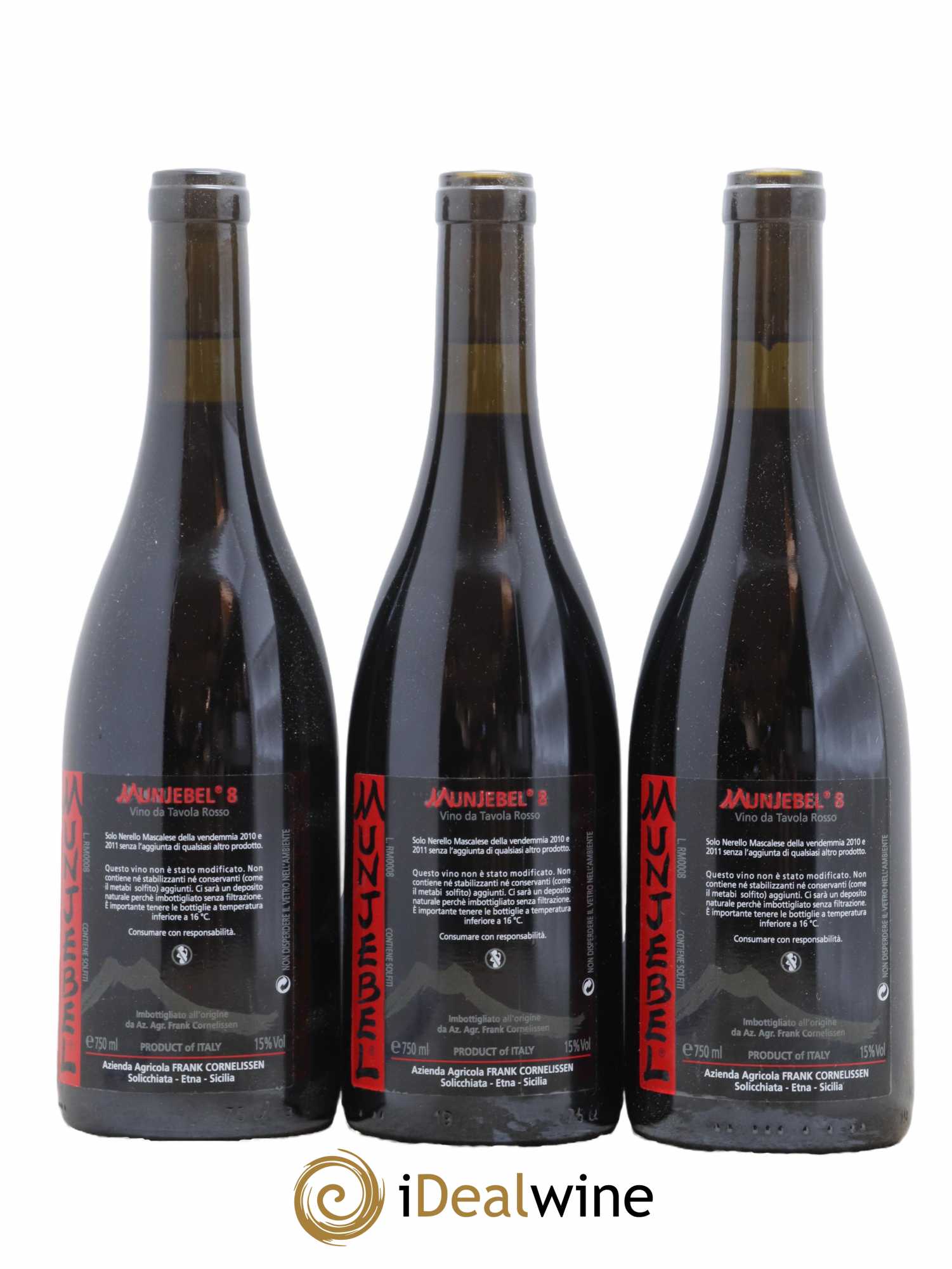 Etna Rosso Munjebel Frank Cornelissen 2008 - Lot de 3 bouteilles - 0