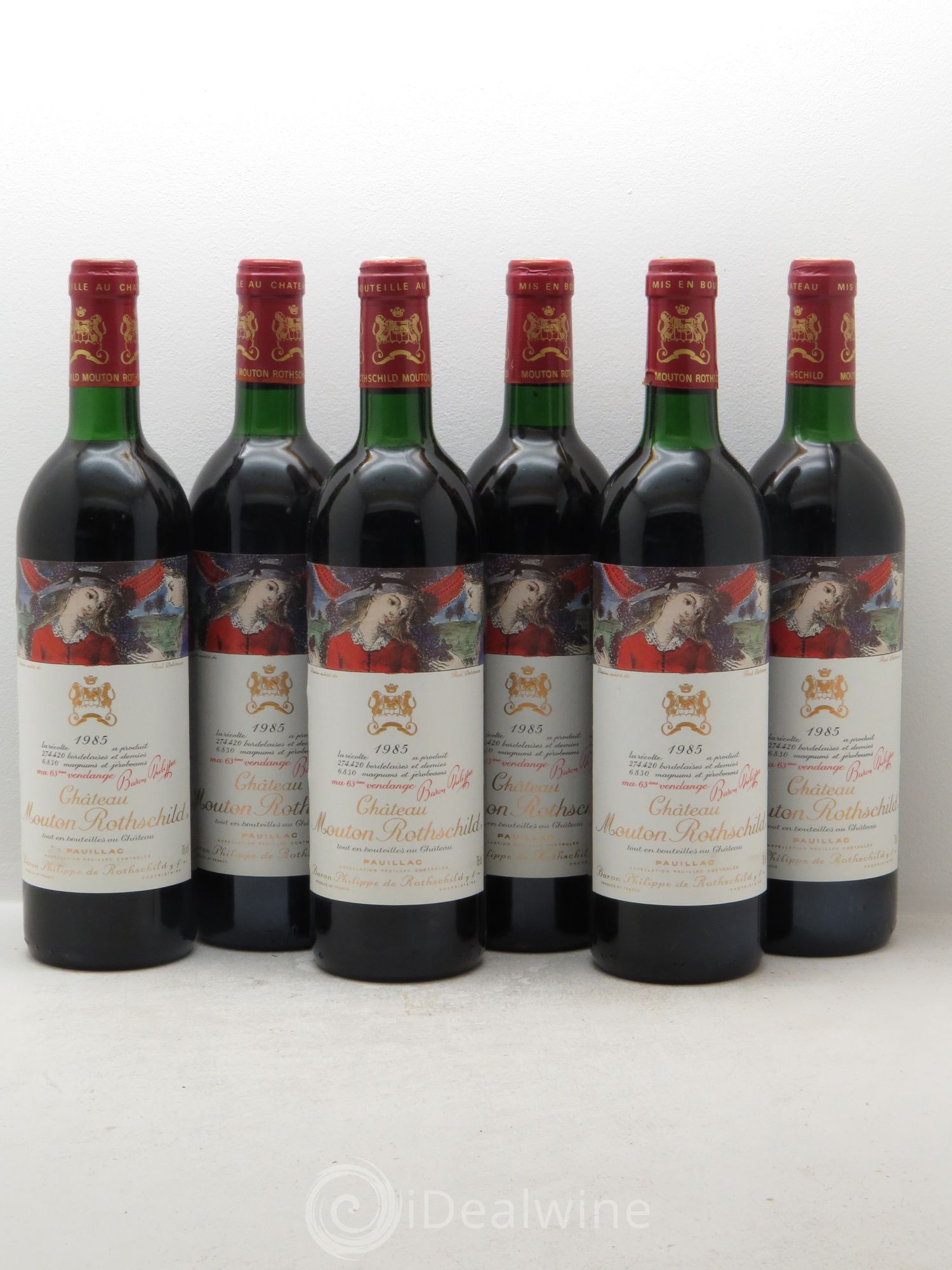Château Mouton Rothschild 1er Grand Cru Classé 1985 - Lot de 6 bouteilles - 0