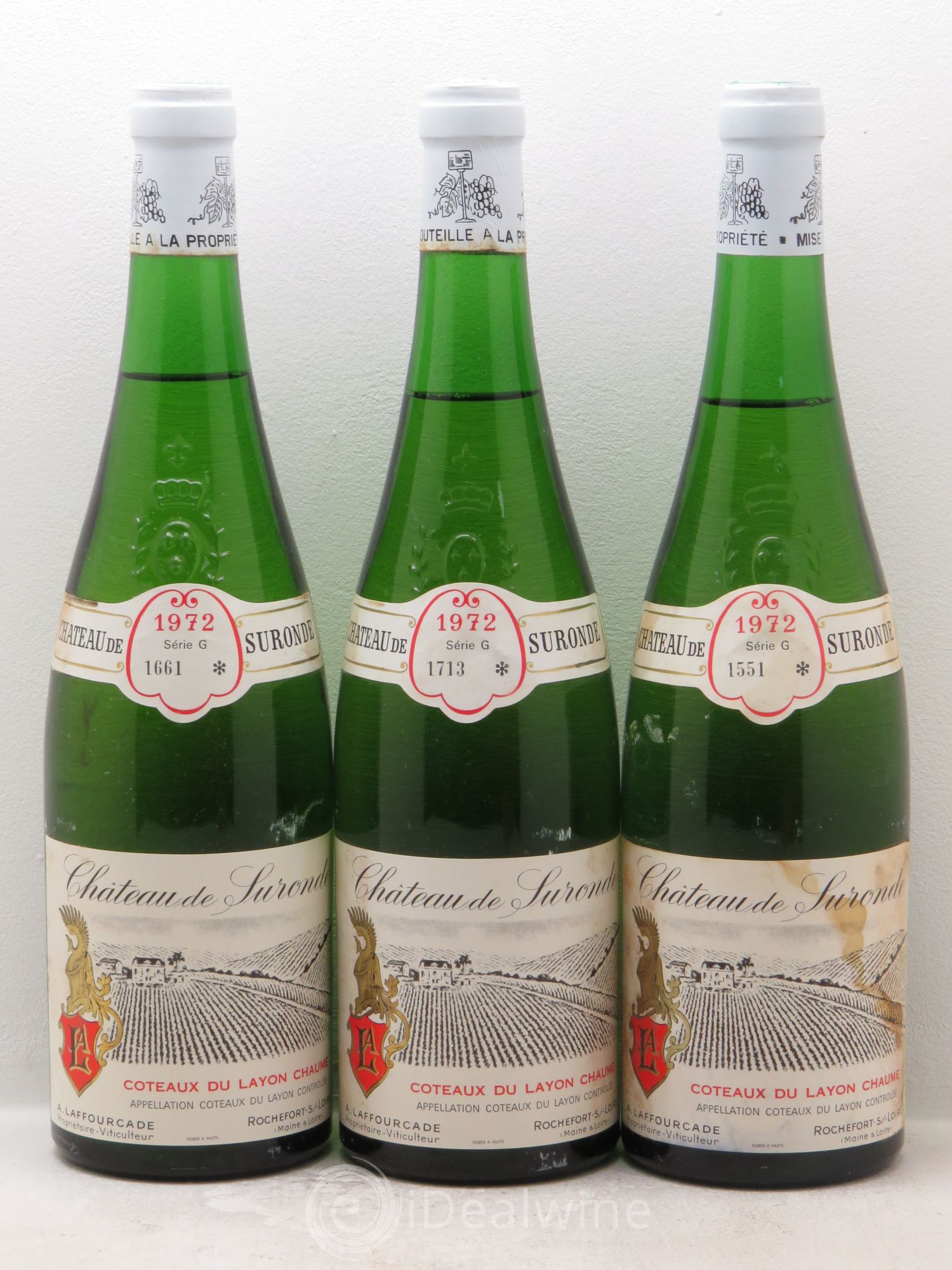 Coteaux du Layon Chaume Château de Suronde 1972 - Lotto di 3 bottiglie - 0