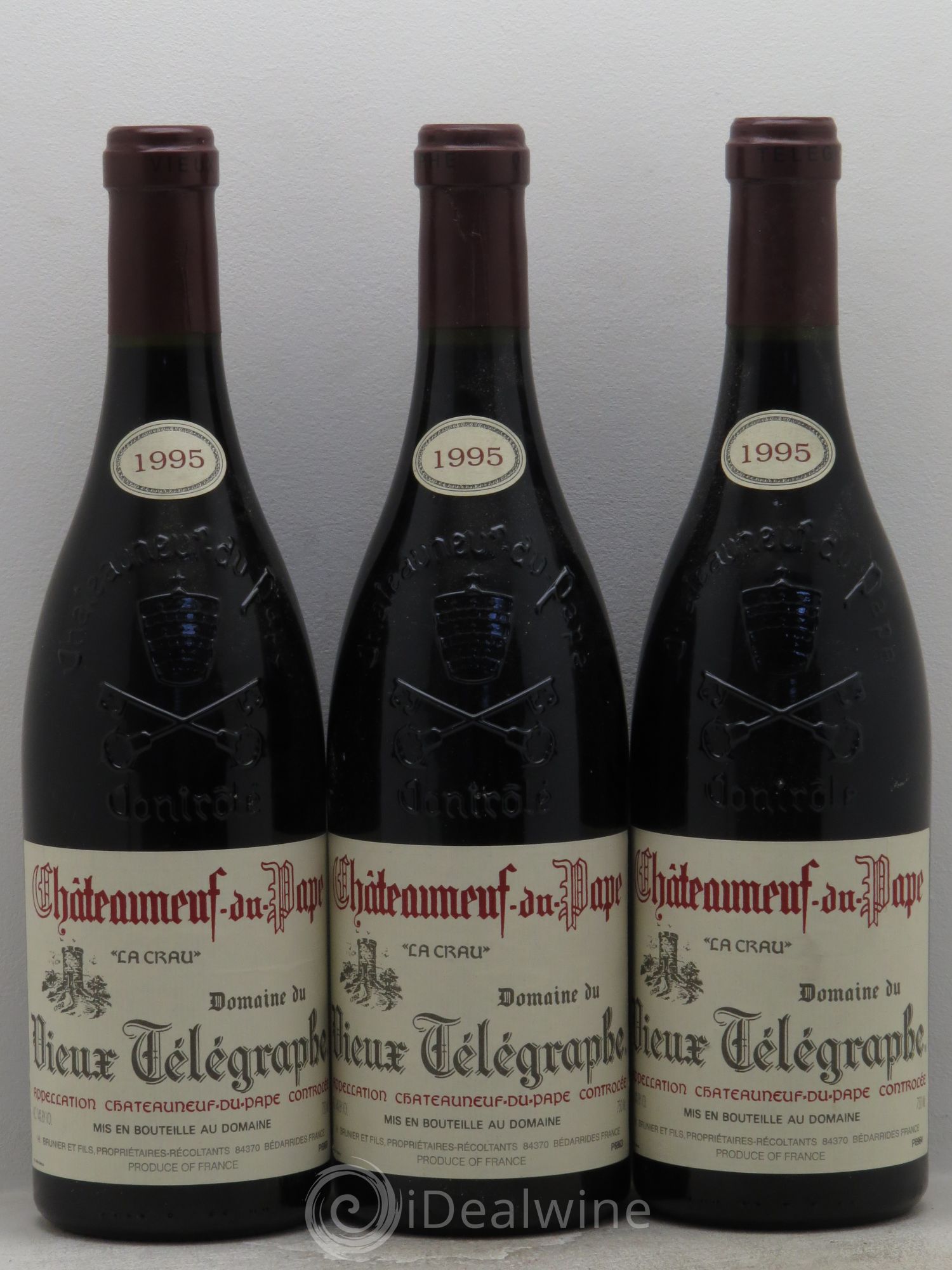 Châteauneuf-du-Pape Vieux Télégraphe (Domaine du) Vignobles Brunier 1995 - Lot de 3 bouteilles - 0