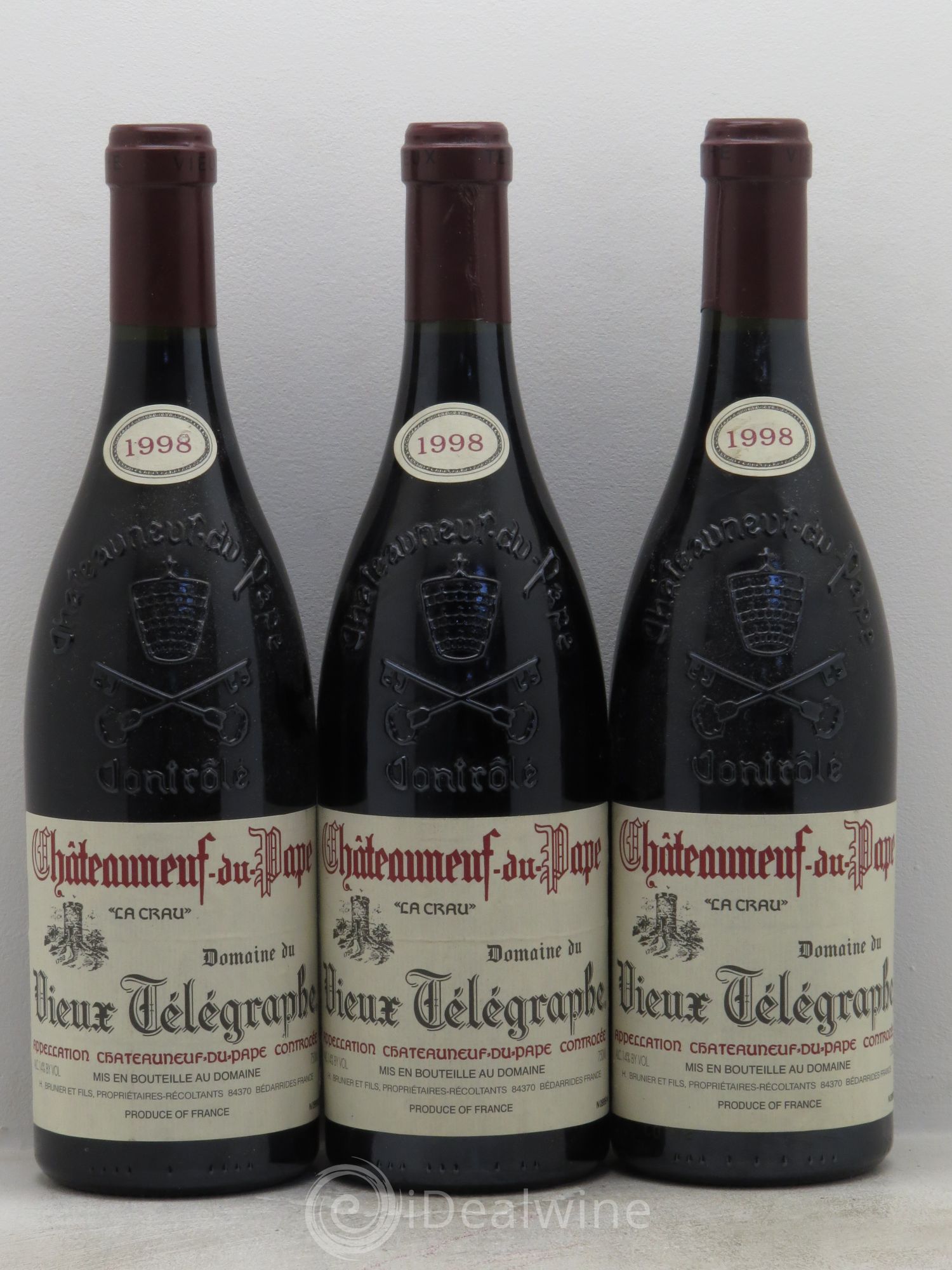 Châteauneuf-du-Pape Vieux Télégraphe (Domaine du) Vignobles Brunier 1998 - Lot de 3 bouteilles - 0