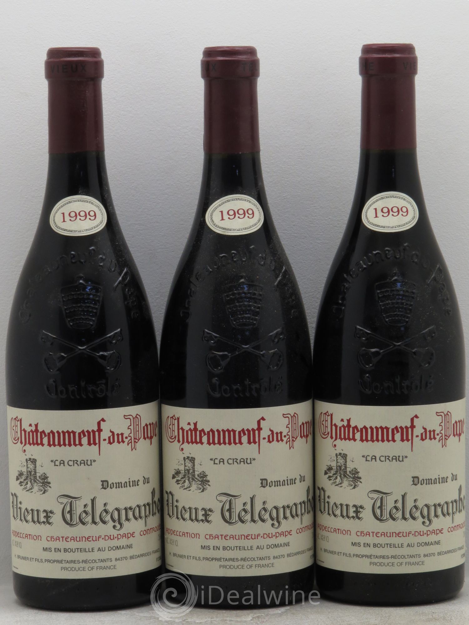 Châteauneuf-du-Pape Vieux Télégraphe (Domaine du) Vignobles Brunier 1999 - Lot de 3 bouteilles - 0