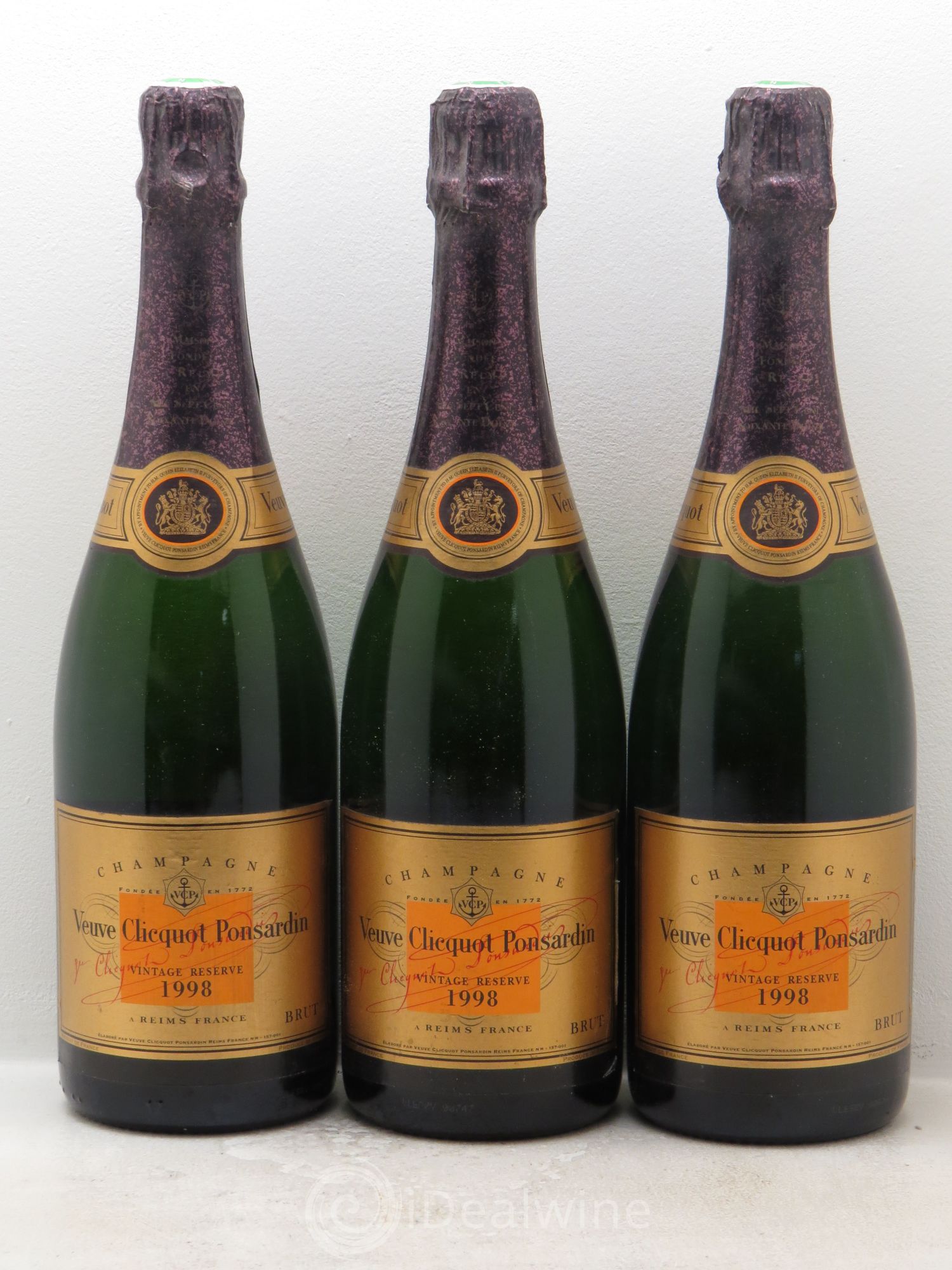 Vintage Veuve Clicquot 1998 - Lot de 3 bouteilles - 0