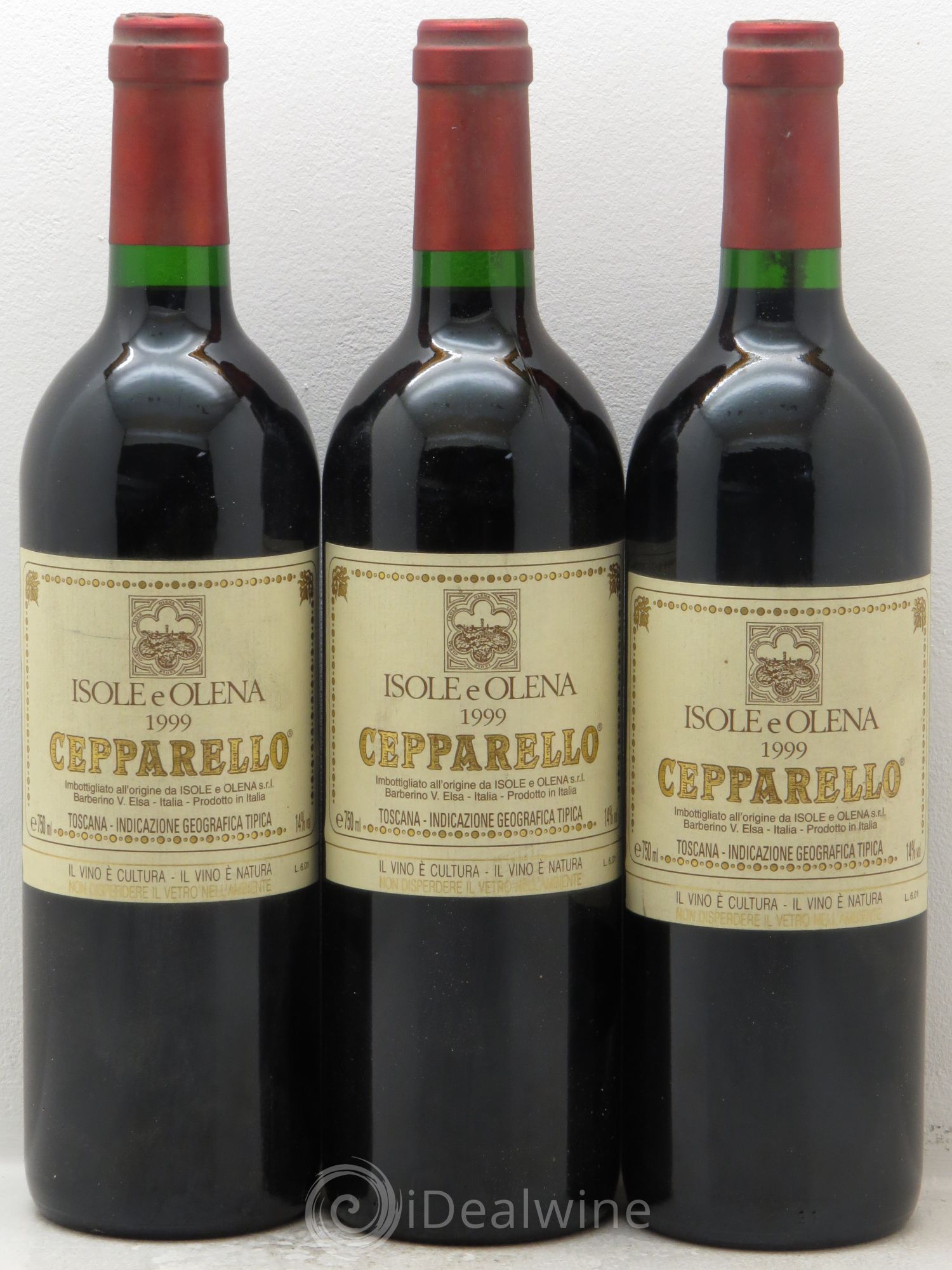 Toscana IGT Isole e Olena Cepparello 1999 - Lot de 3 bouteilles - 0