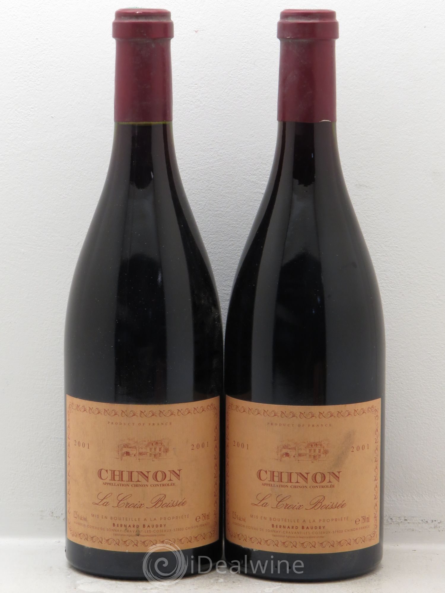 Chinon La Croix Boissée Bernard Baudry 2001 - Lot de 2 bouteilles - 0