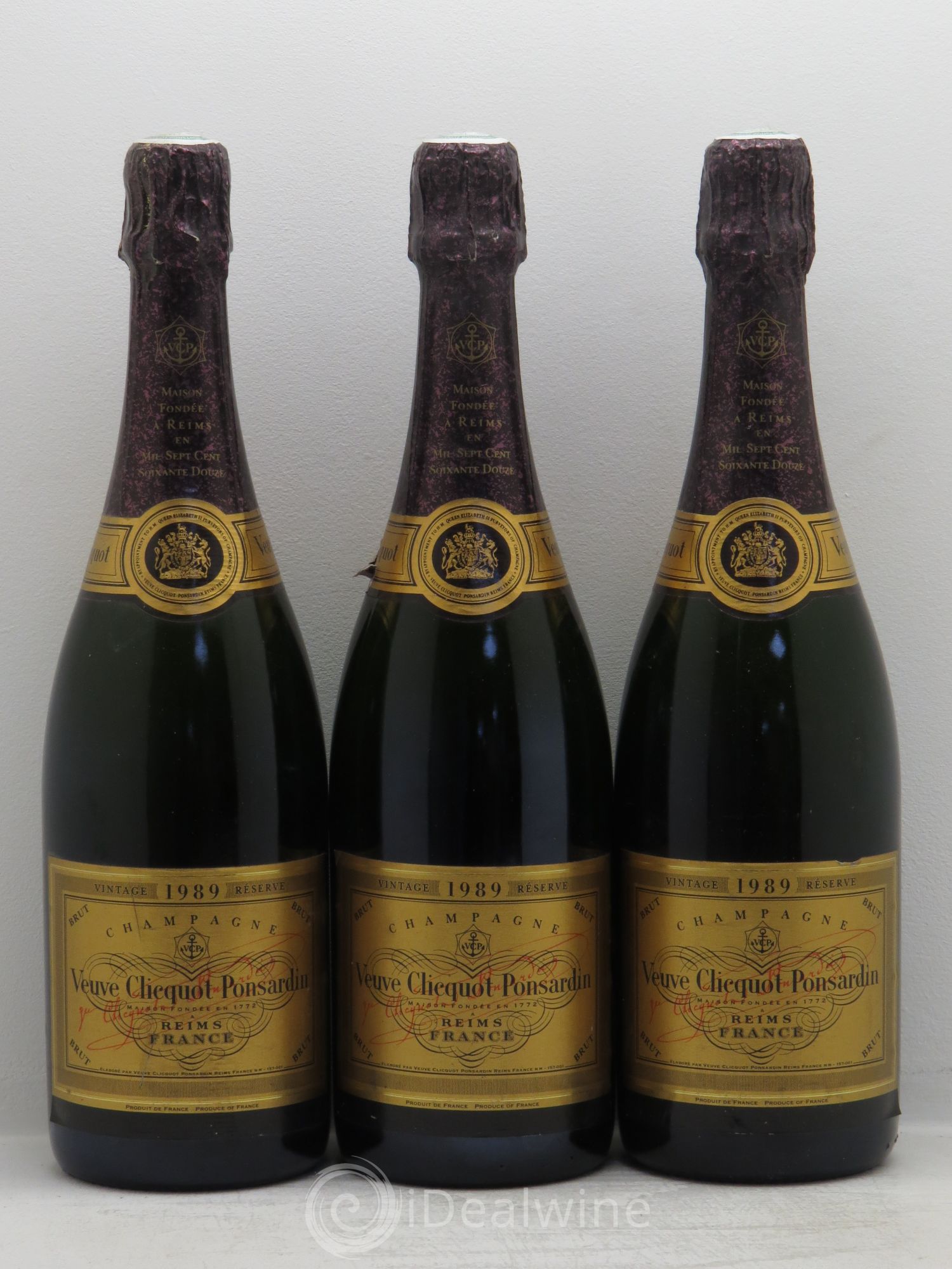 Vintage Veuve Clicquot 1989 - Lot de 3 bouteilles - 0