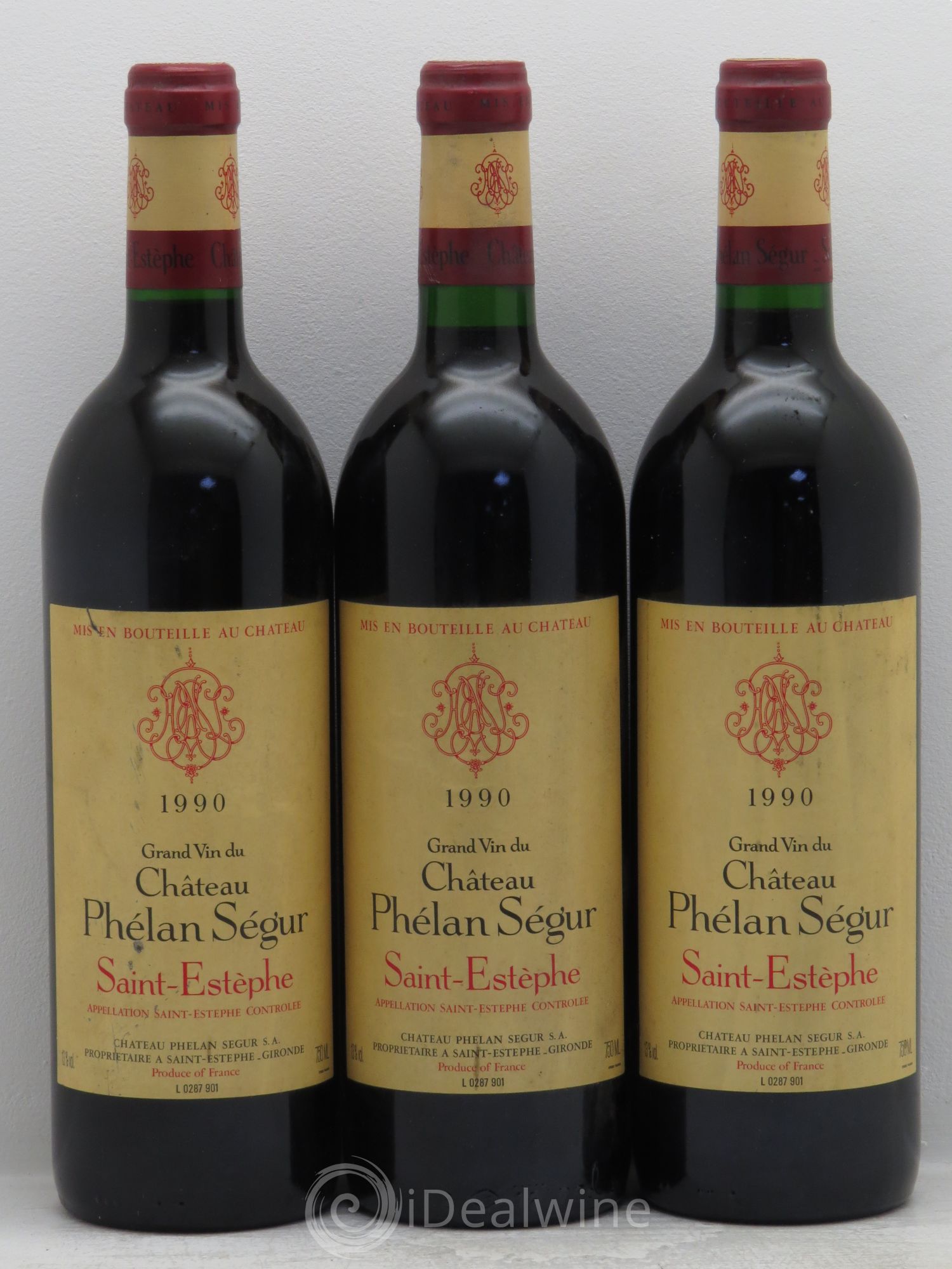 Château Phélan Ségur 1990 - Lot de 3 bouteilles - 0