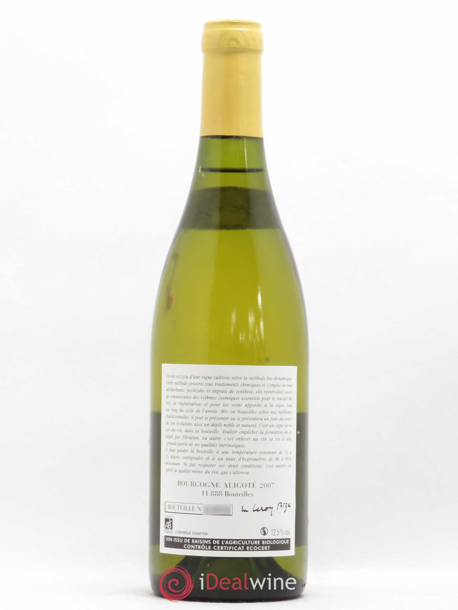 Bourgogne Aligoté Leroy (Domaine) 2007 - Posten von 1 Flasche - 1
