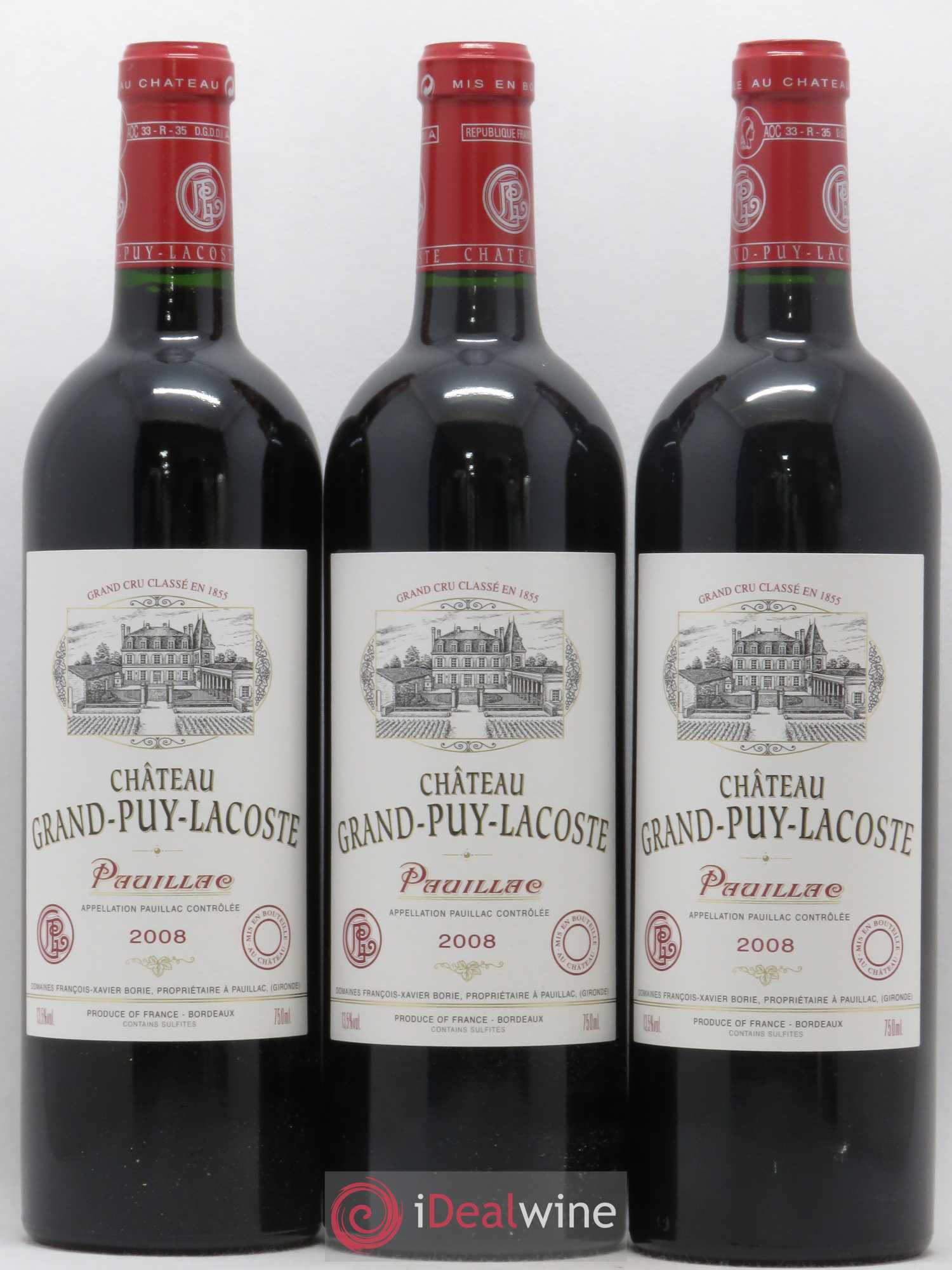 Château Grand Puy Lacoste 5ème Grand Cru Classé 2008 - Lot de 6 bouteilles - 1