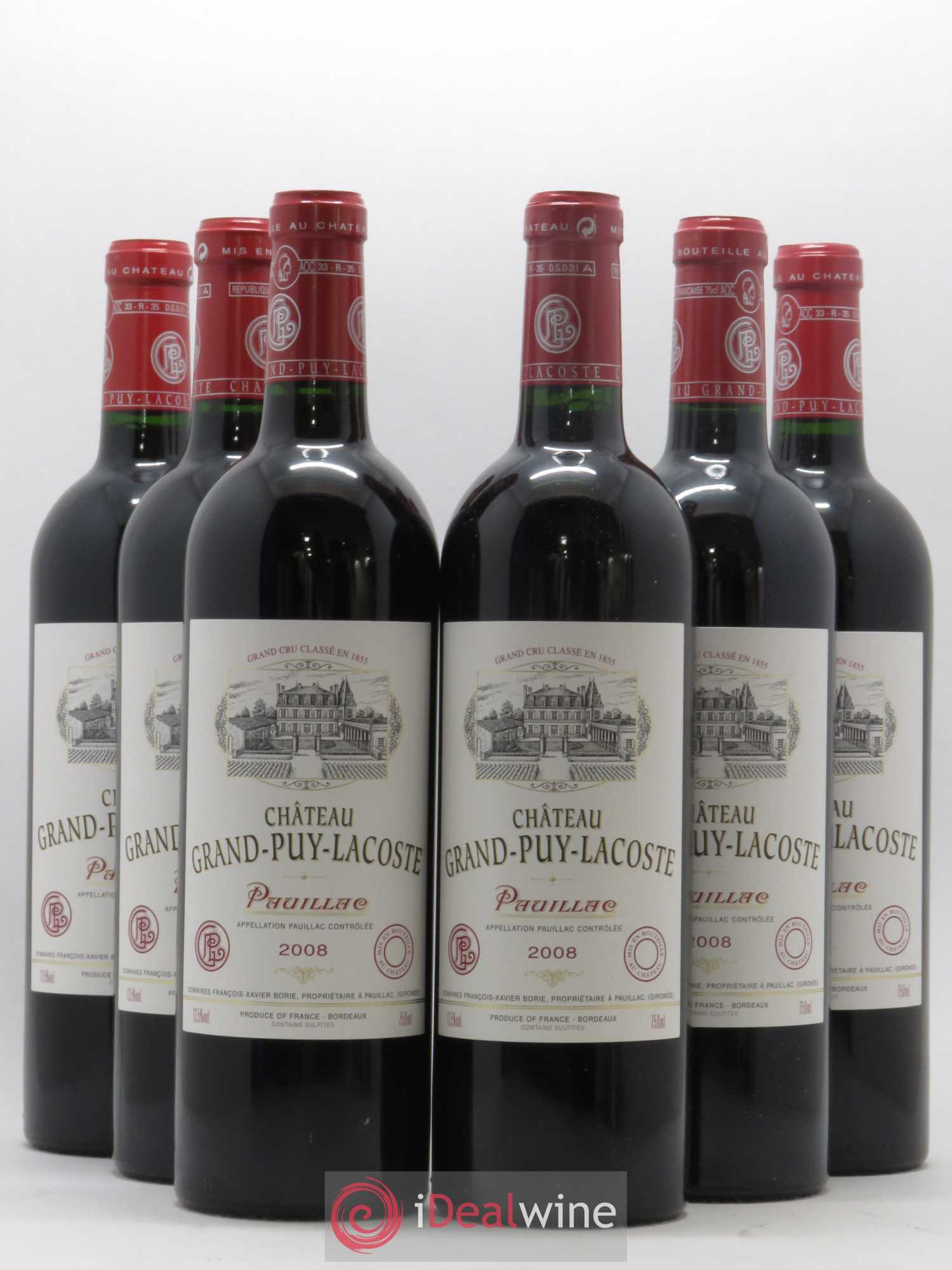 Château Grand Puy Lacoste 5ème Grand Cru Classé 2008 - Lot de 6 bouteilles - 0