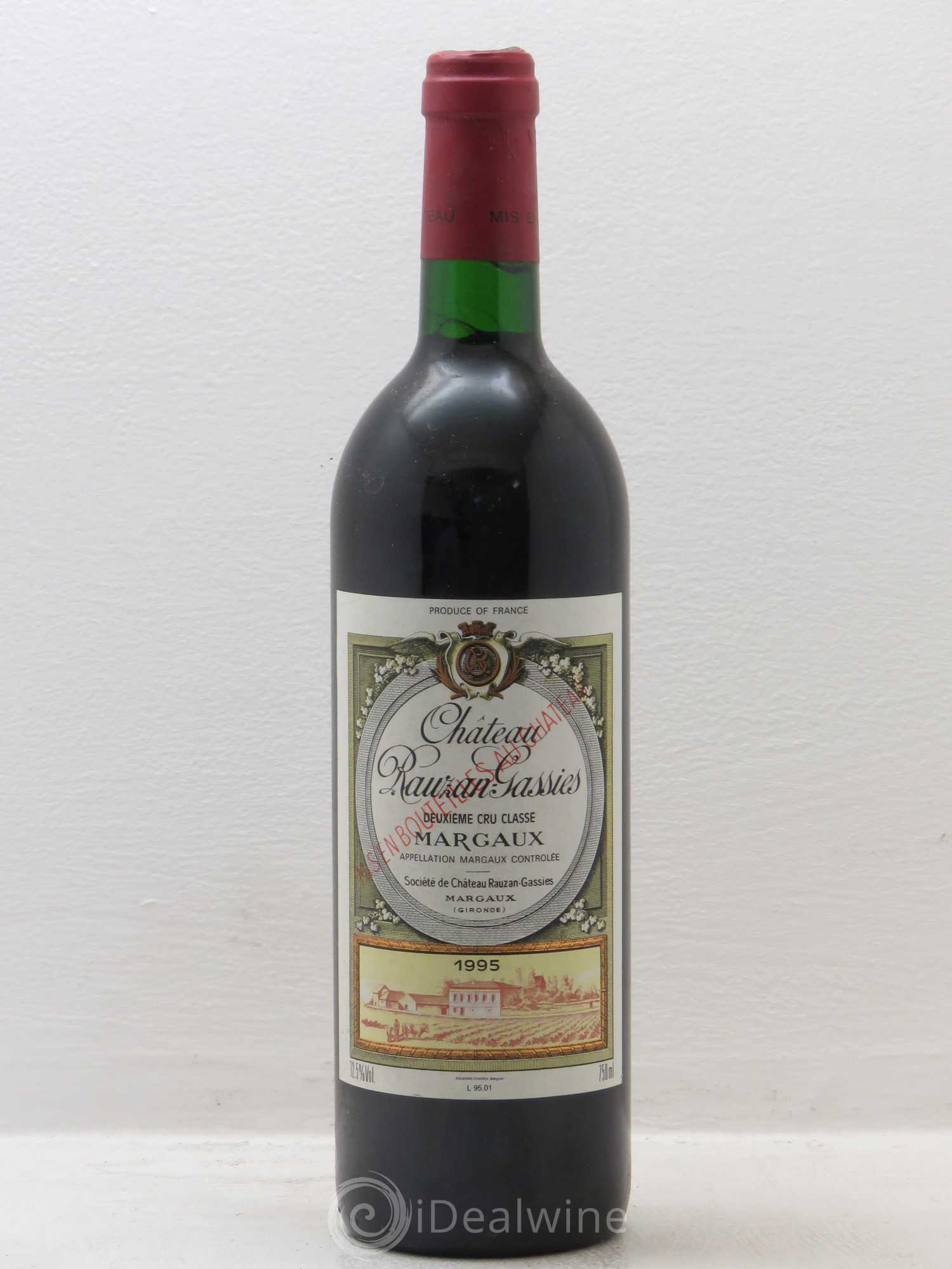 Château Rauzan-Gassies 2ème Grand Cru Classé 1995 - Lot de 1 bouteille - 0