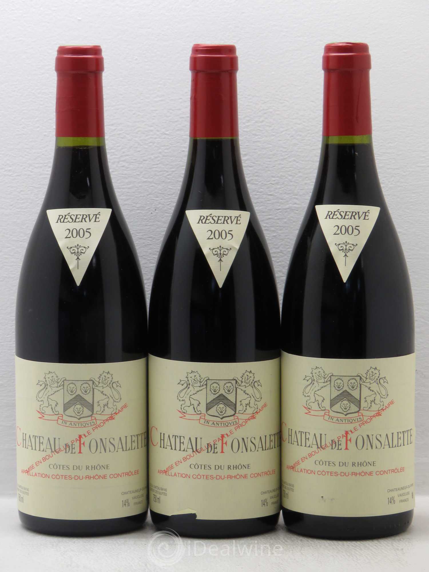 Côtes-du-Rhône Château de Fonsalette Emmanuel Reynaud 2005 - Lot de 3 bouteilles - 0