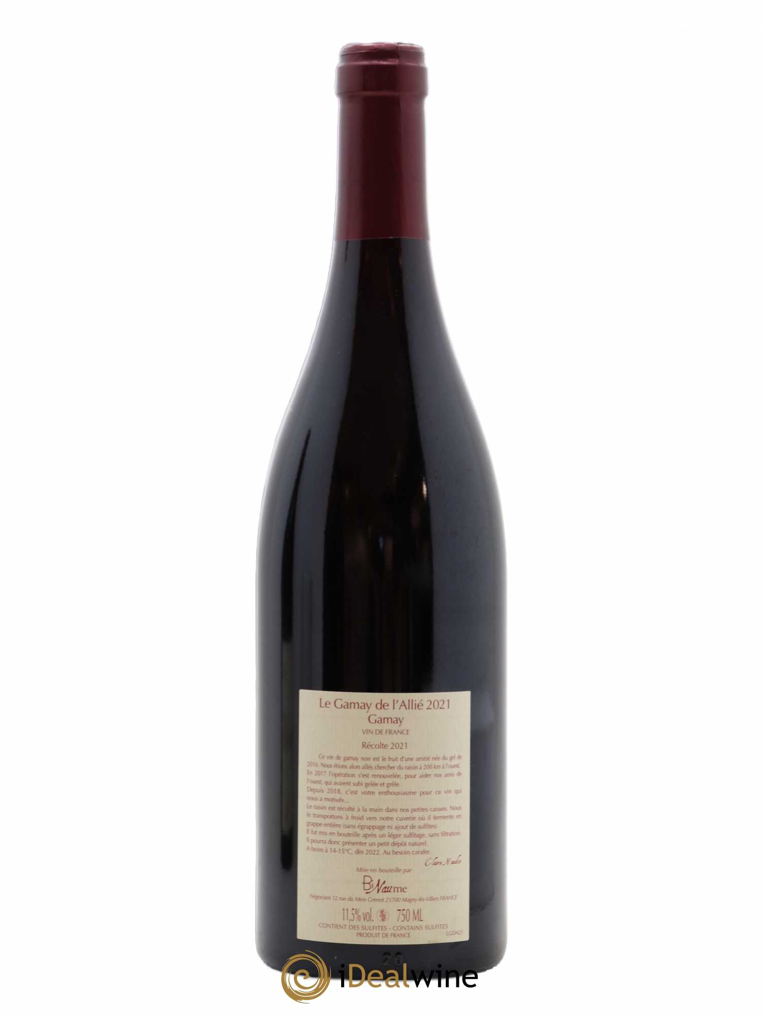 Vin de France Le Gamay de l'Allié Binaume Bizot-Naudin 2021 - Lot de 1 bouteille - 1