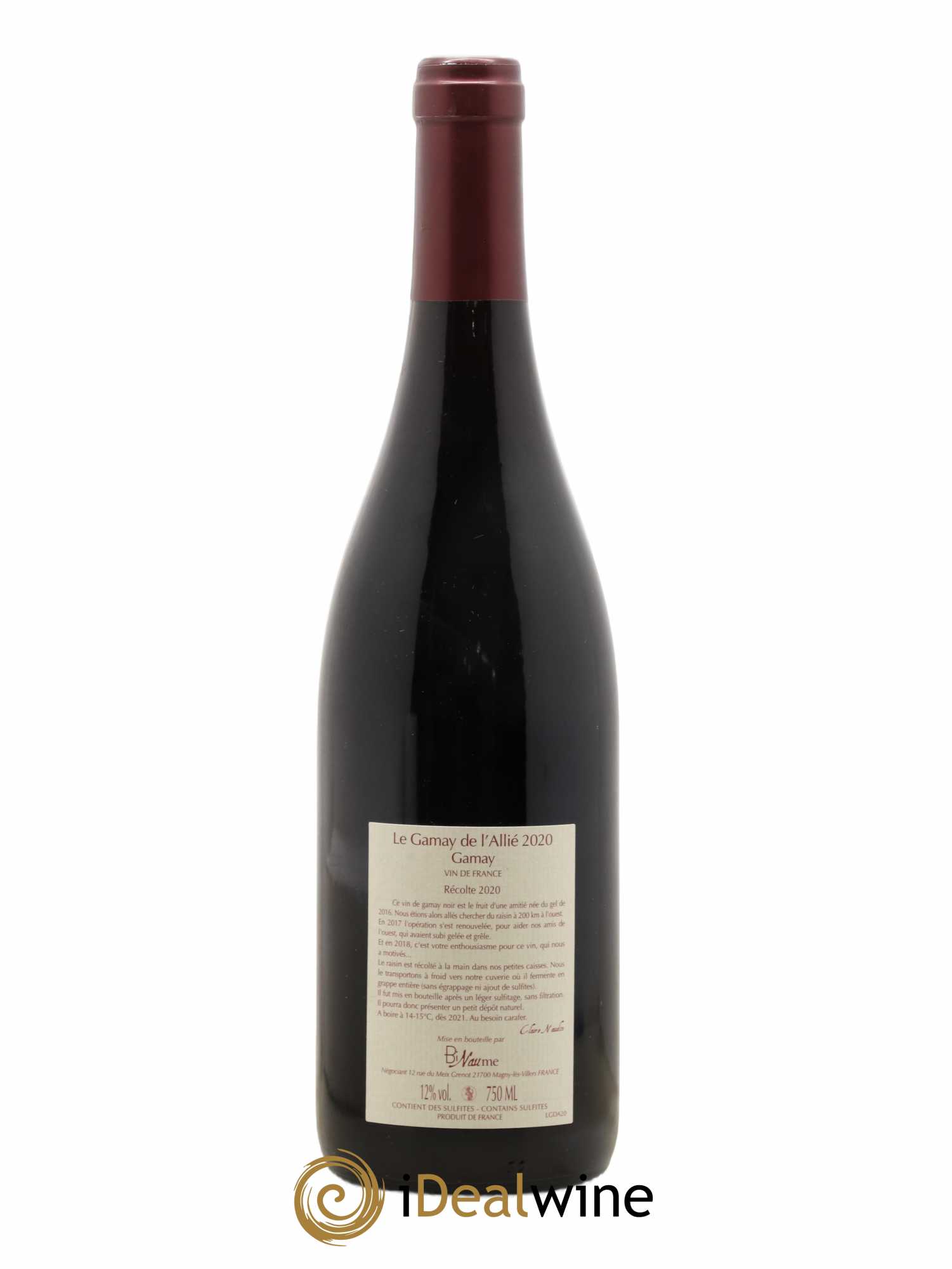 Vin de France Le Gamay de l'Allié Binaume Bizot-Naudin 2020 - Lot de 1 bouteille - 1
