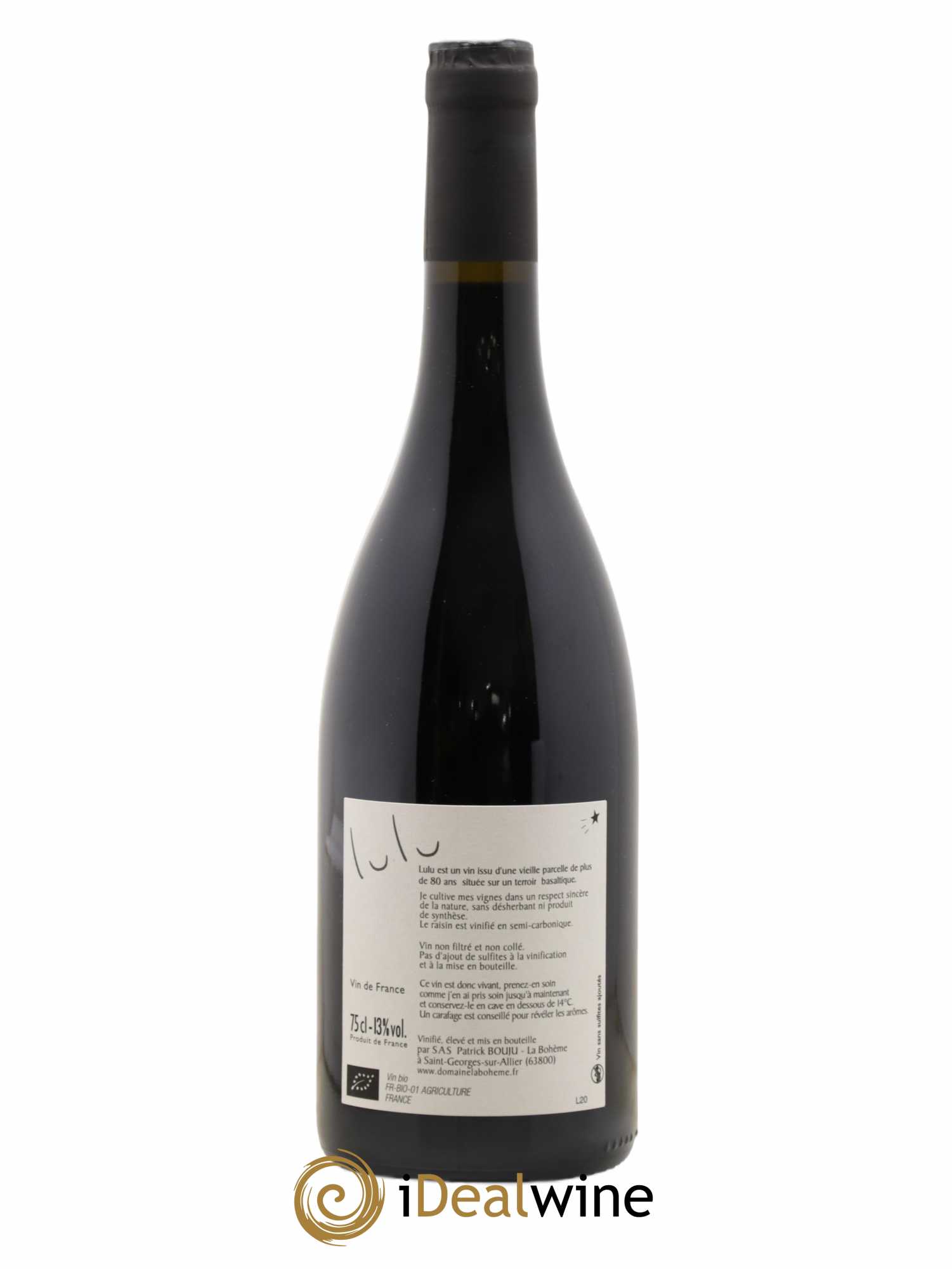 Vin de France Lulu Patrick Bouju - La Bohème 2020 - Lot de 1 bouteille - 1