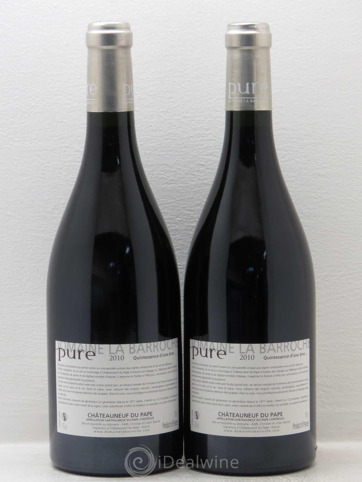 Châteauneuf-du-Pape Cuvée Pure Domaine La Barroche 2010 - Lot de 2 bouteilles - 1