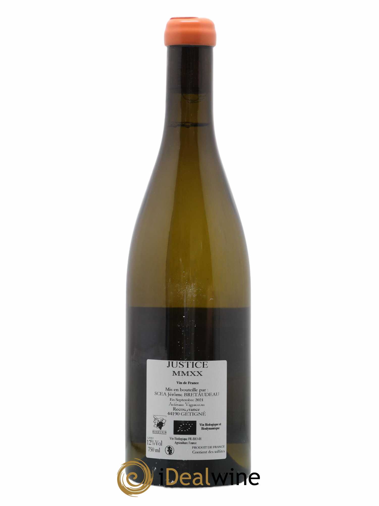 Muscadet-Sèvre-et-Maine Justice Jérôme Bretaudeau - Bellevue (Domaine de) 2020 - Lot de 1 bouteille - 1