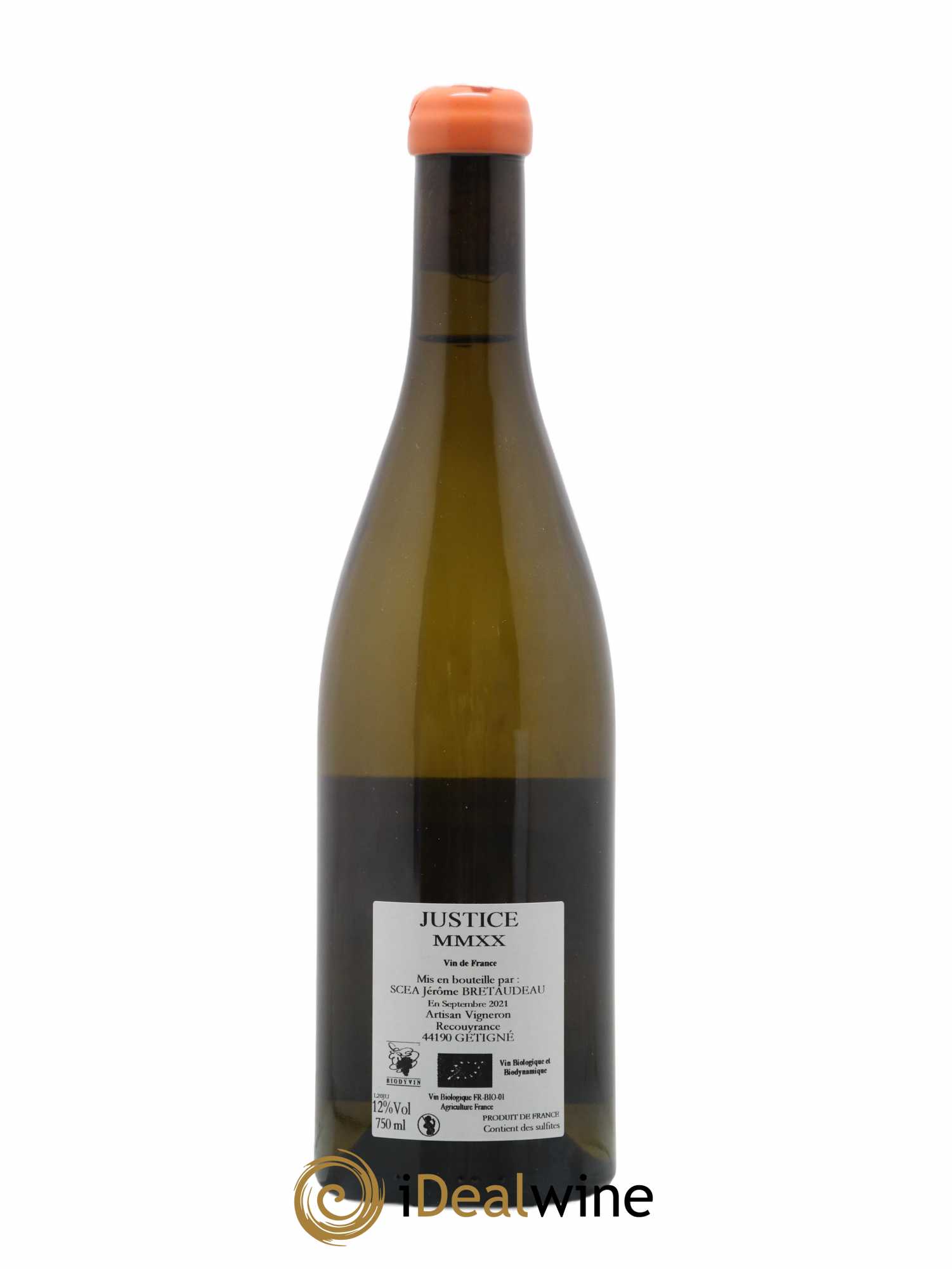 Muscadet-Sèvre-et-Maine Justice Jérôme Bretaudeau - Bellevue (Domaine de) 2020 - Lot de 1 bouteille - 1