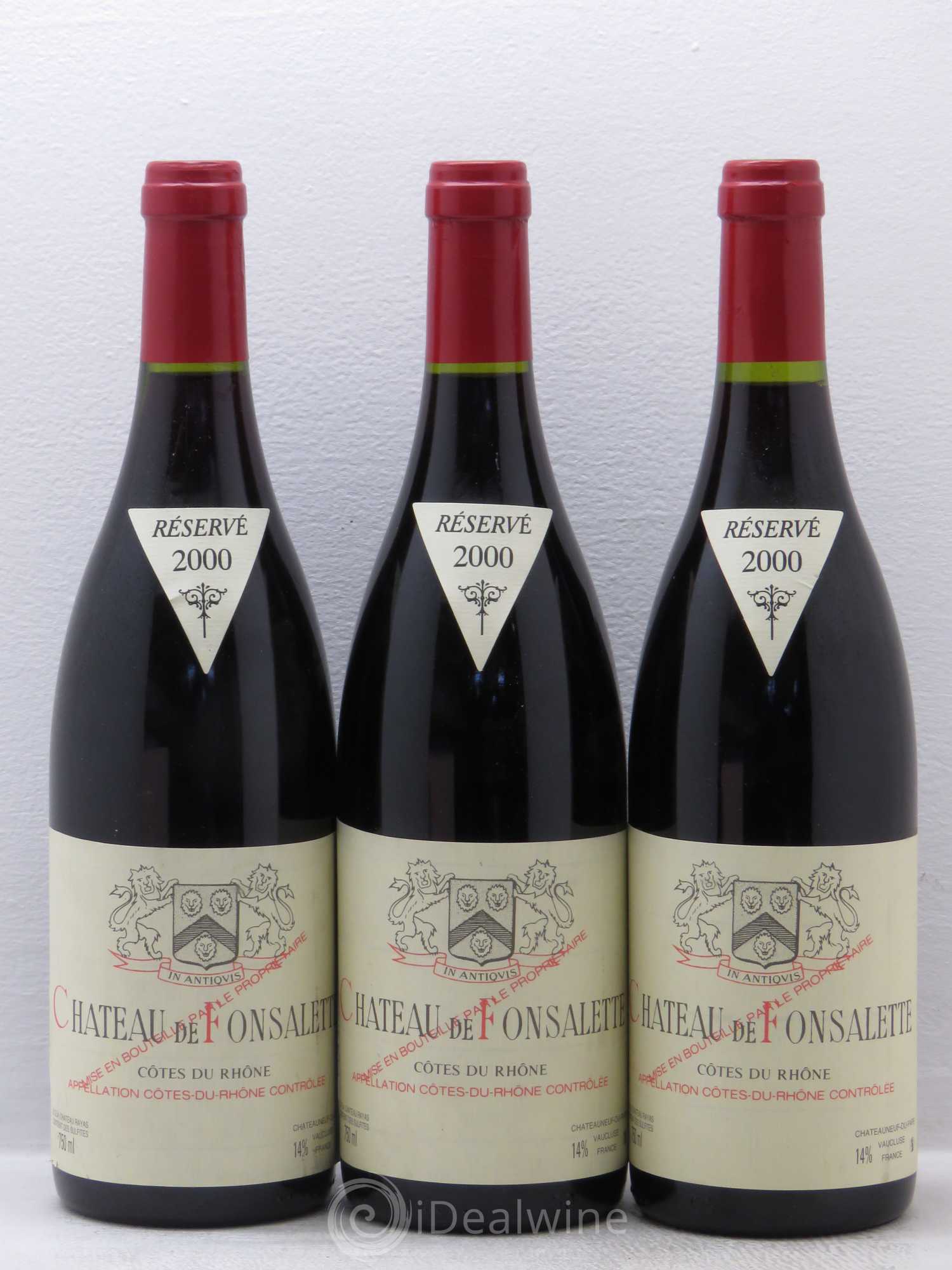 Côtes-du-Rhône Château de Fonsalette Emmanuel Reynaud 2000 - Lot de 3 bouteilles - 0