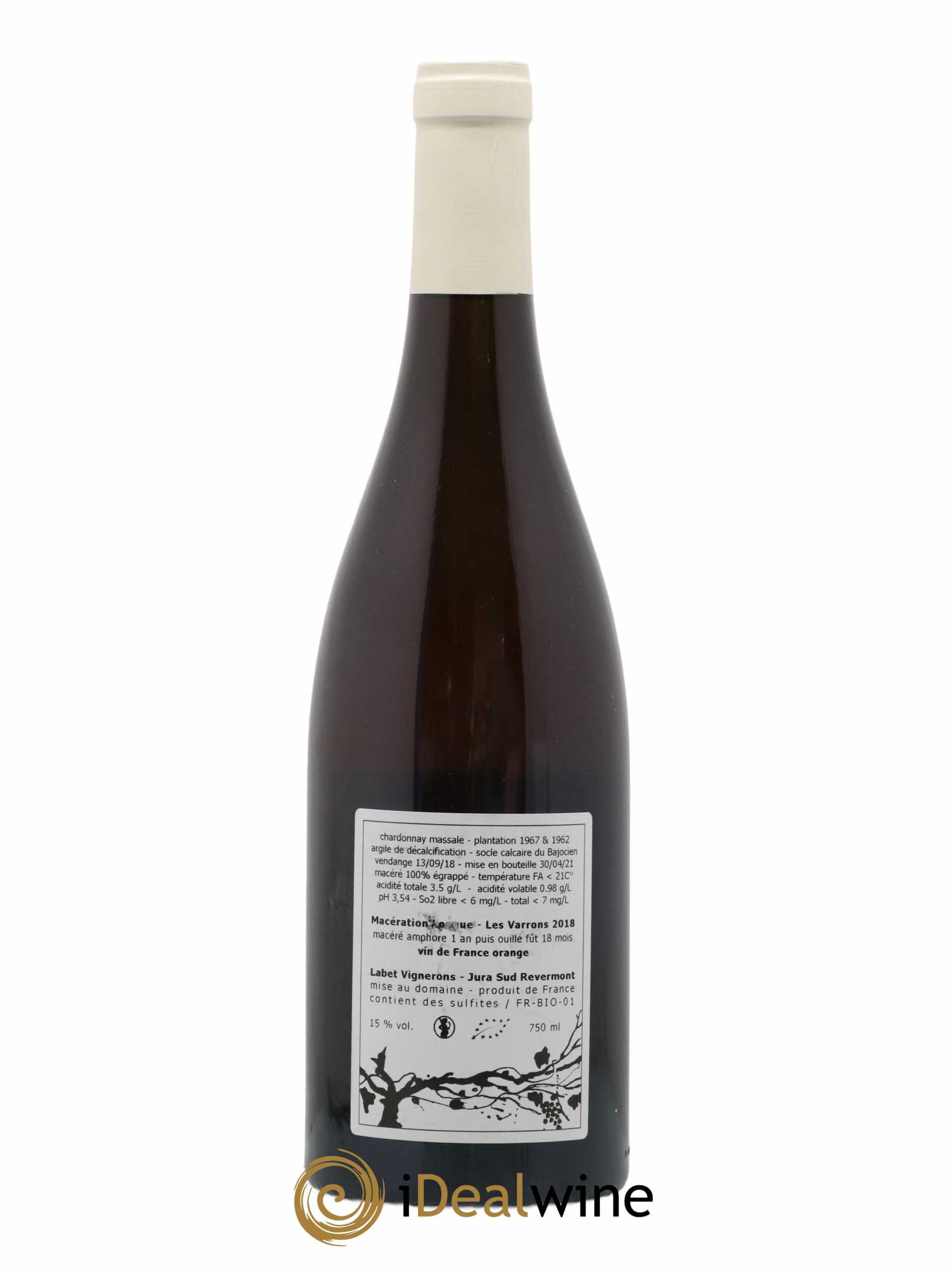 Côtes du Jura Chardonnay Les Varrons Macération Romain - Julien  - Charline Labet Les Insolites Macération longue de Chardonnay en amphore Domaine Labet 2018 - Lotto di 1 bottiglia - 1