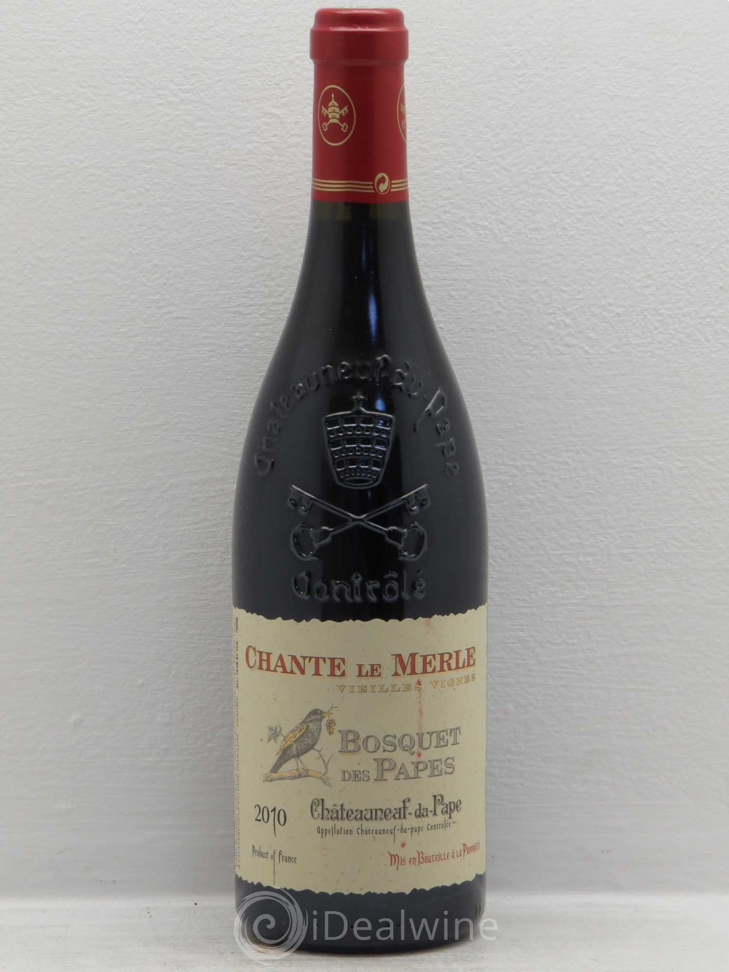 Châteauneuf-du-Pape Bosquet des Papes Chante Le Merle Vieilles Vignes Famille Boiron 2010 - Lot de 6 bouteilles - 0