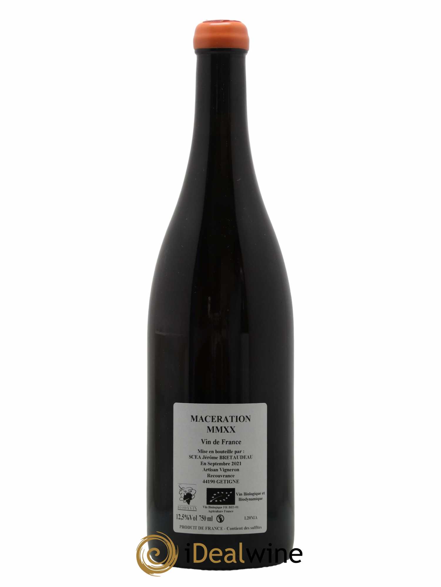 Vin de France Macération Jérôme Bretaudeau - Domaine de Bellevue 2020 - Lot de 1 bouteille - 1