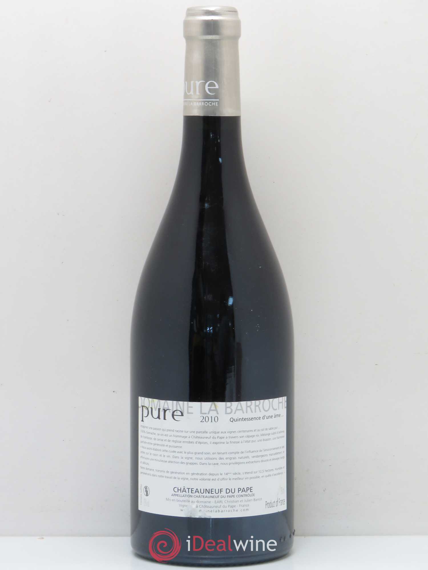 Châteauneuf-du-Pape Cuvée Pure Domaine La Barroche 2010 - Lot de 1 bouteille - 1