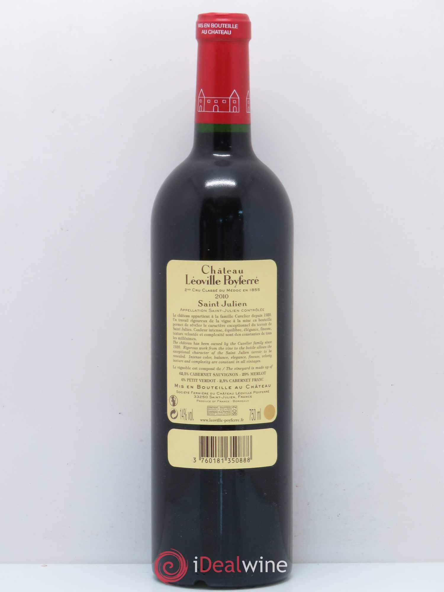 Château Léoville Poyferré 2ème Grand Cru Classé 2010 - Lot de 1 bouteille - 1