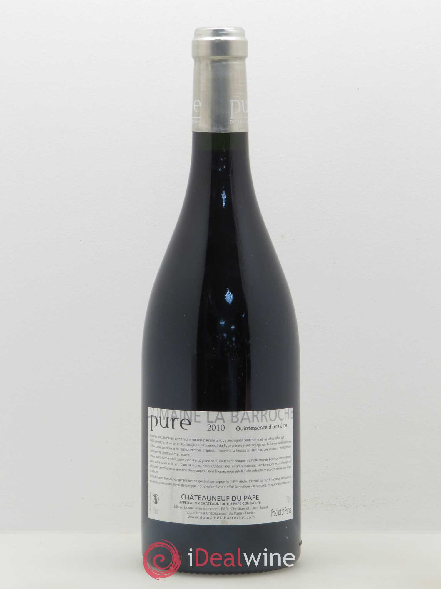 Châteauneuf-du-Pape Cuvée Pure Domaine La Barroche 2010 - Lot de 1 bouteille - 1