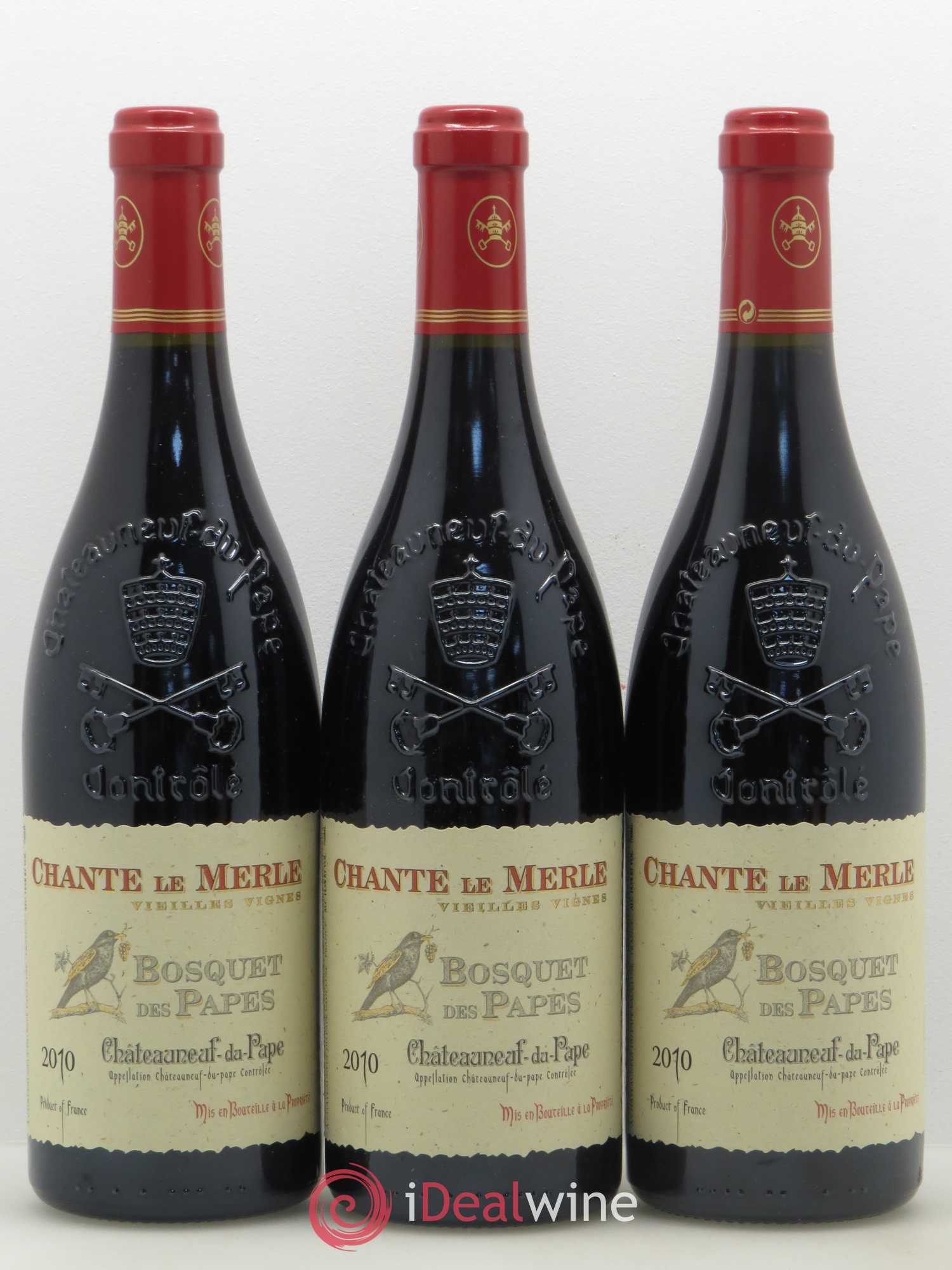 Châteauneuf-du-Pape Bosquet des Papes Chante Le Merle Vieilles Vignes Famille Boiron 2010 - Lot de 12 bouteilles - 1
