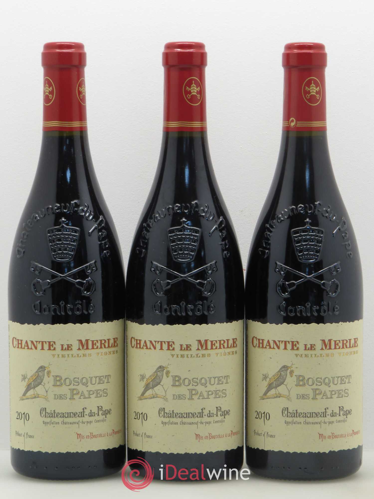 Châteauneuf-du-Pape Bosquet des Papes Chante Le Merle Vieilles Vignes Famille Boiron 2010 - Lot de 12 bouteilles - 2