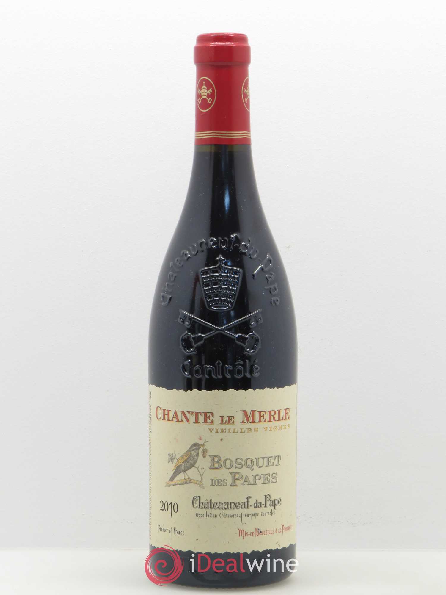 Châteauneuf-du-Pape Bosquet des Papes Chante Le Merle Vieilles Vignes Famille Boiron 2010 - Lot de 1 bouteille - 0