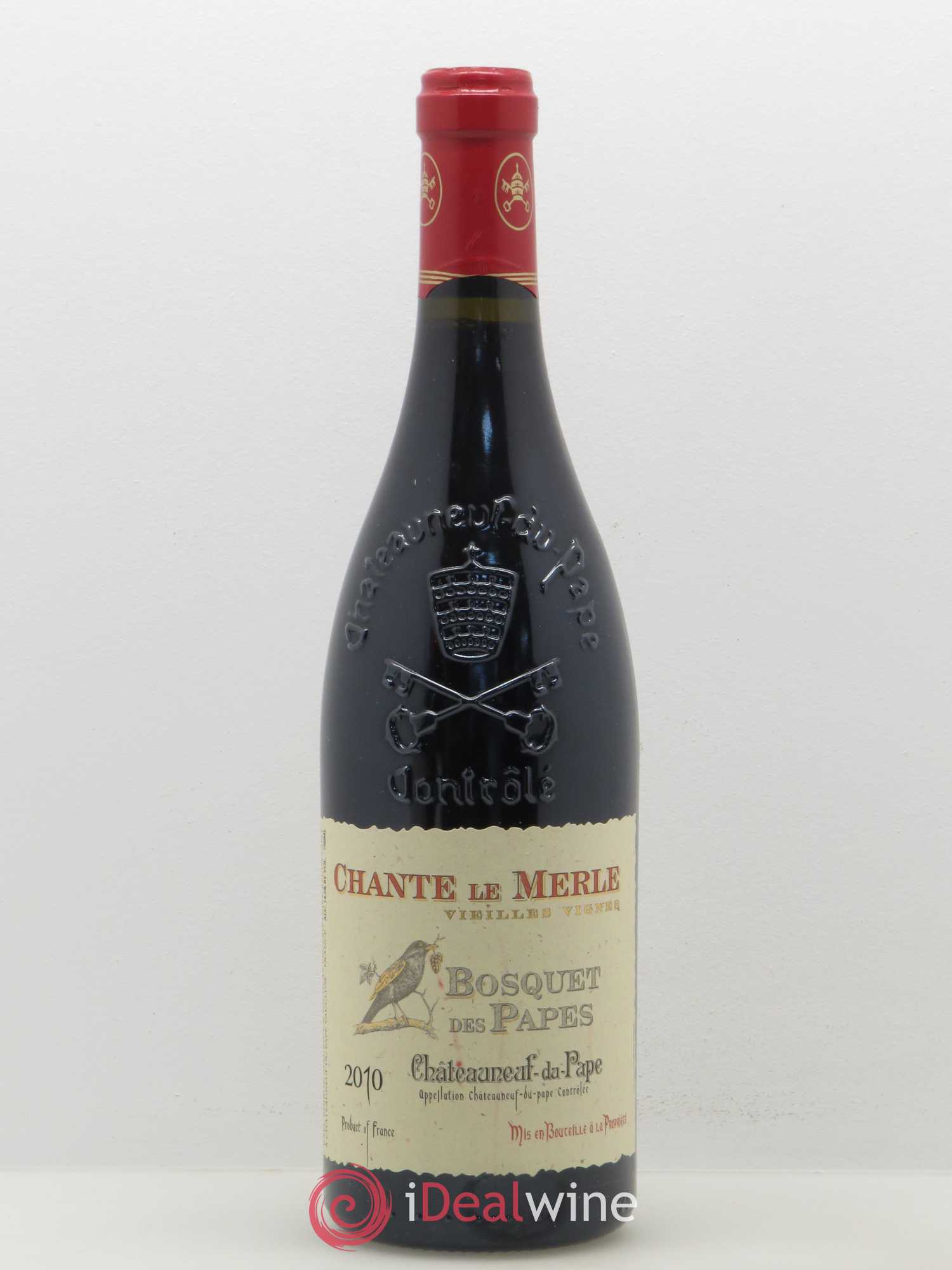 Châteauneuf-du-Pape Bosquet des Papes Chante Le Merle Vieilles Vignes Famille Boiron 2010 - Lot de 1 bouteille - 0
