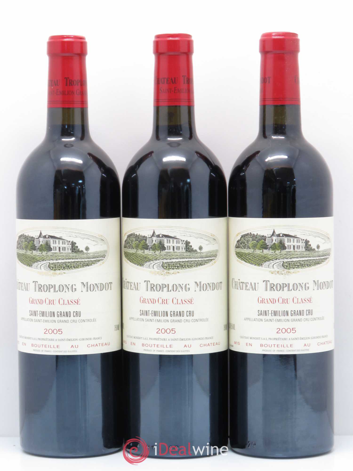 Château Troplong Mondot 1er Grand Cru Classé B 2005 - Lot de 3 bouteilles - 0