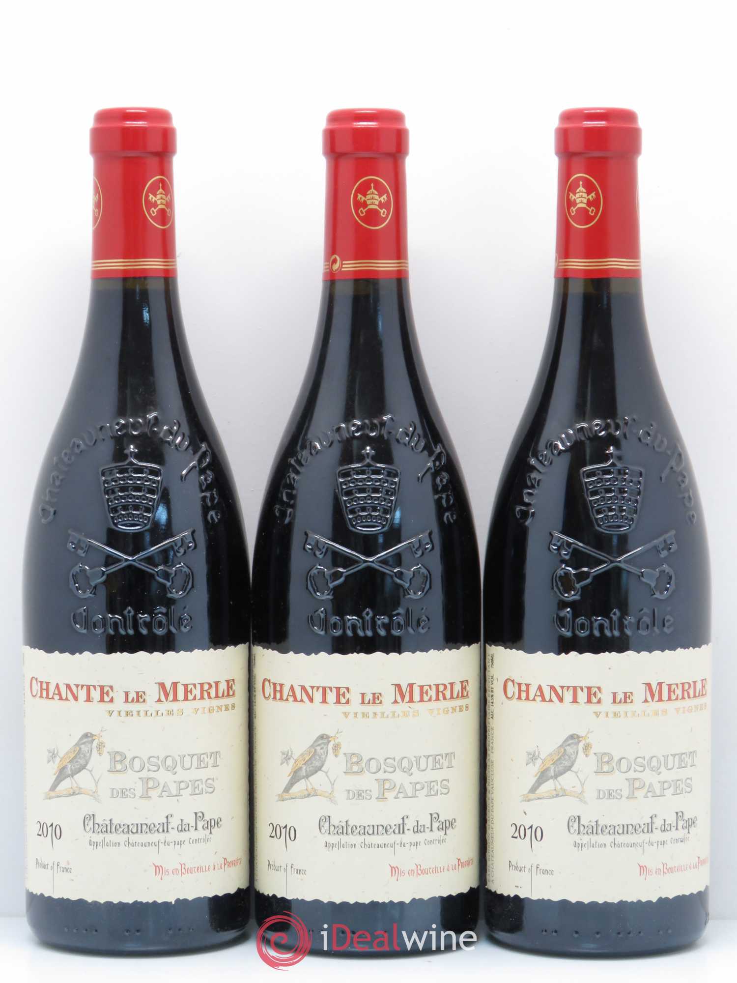 Châteauneuf-du-Pape Bosquet des Papes Chante Le Merle Vieilles Vignes Famille Boiron 2010 - Lot de 6 bouteilles - 1