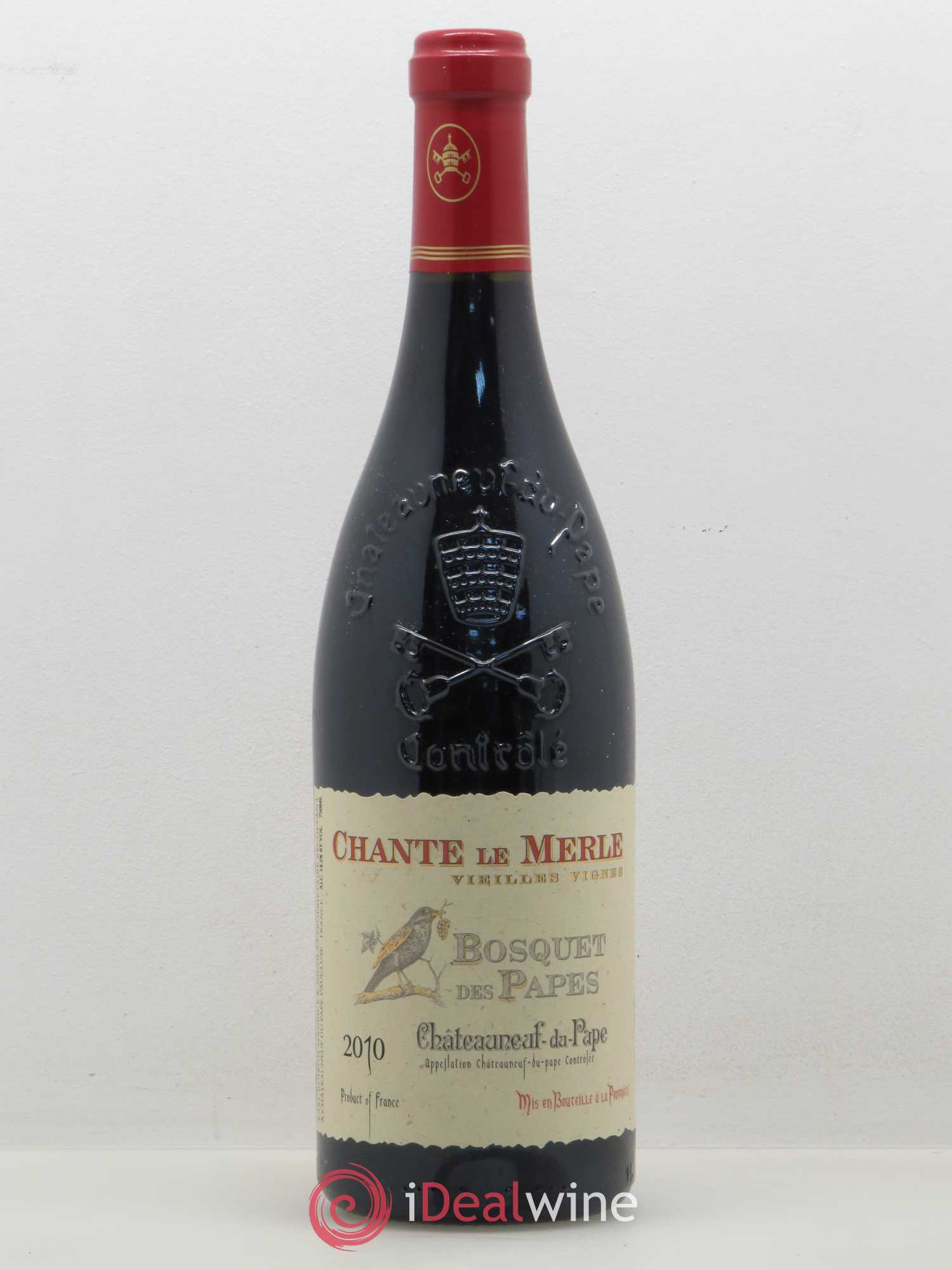 Châteauneuf-du-Pape Bosquet des Papes Chante Le Merle Vieilles Vignes Famille Boiron 2010 - Lot de 1 bouteille - 0