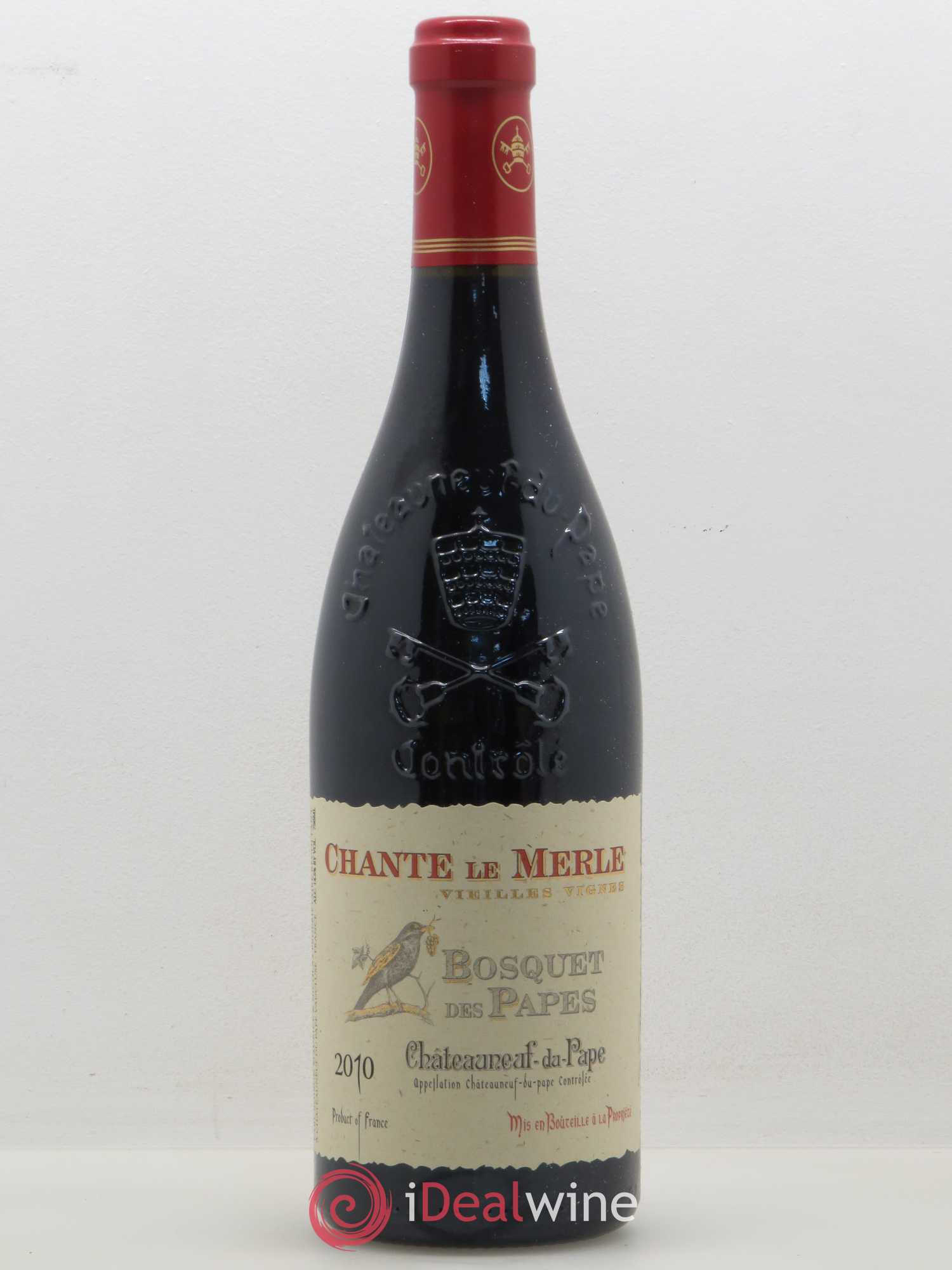 Châteauneuf-du-Pape Bosquet des Papes Chante Le Merle Vieilles Vignes Famille Boiron 2010 - Lot de 1 bouteille - 0