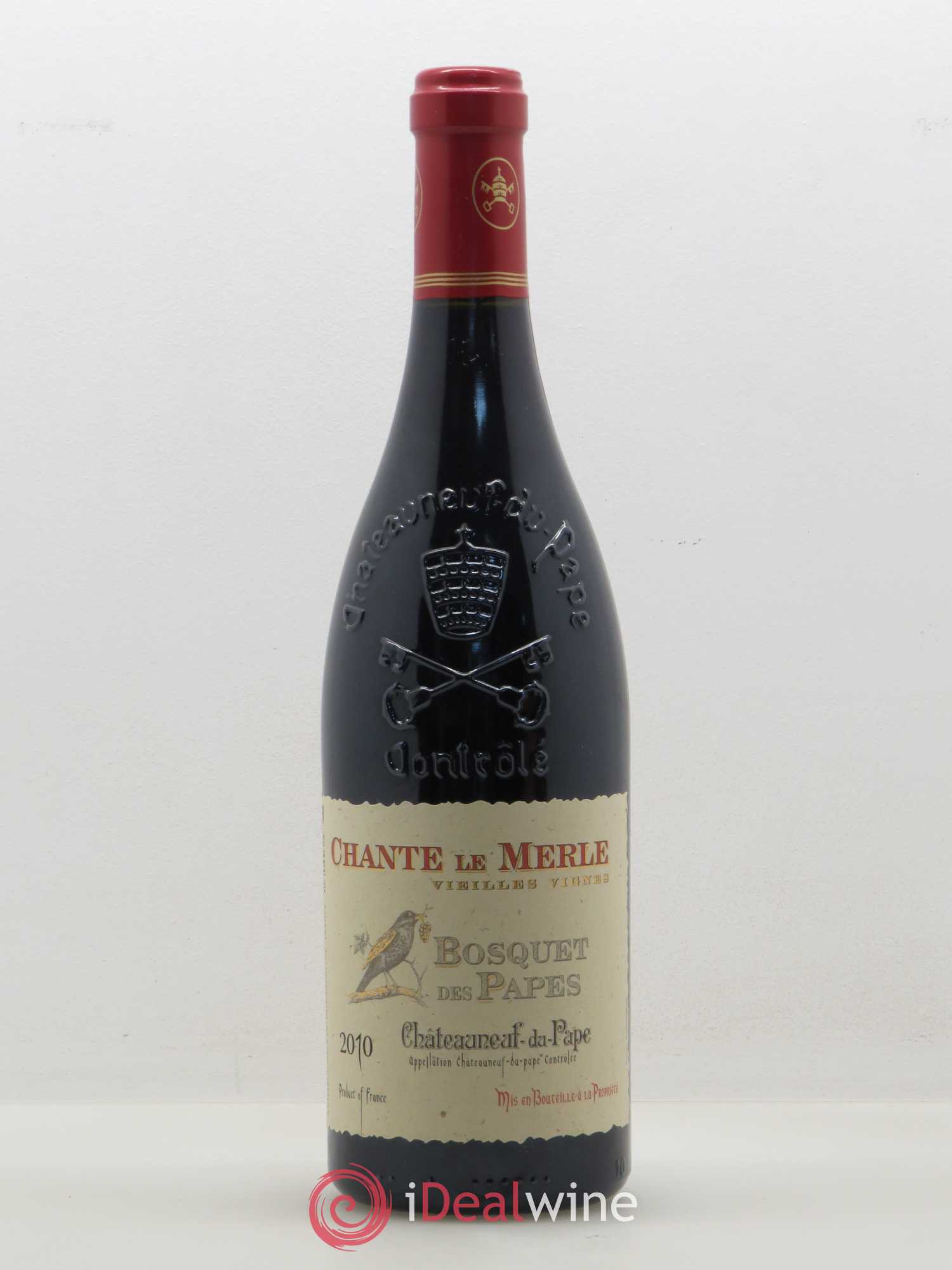 Châteauneuf-du-Pape Bosquet des Papes Chante Le Merle Vieilles Vignes Famille Boiron 2010 - Lot de 1 bouteille - 0
