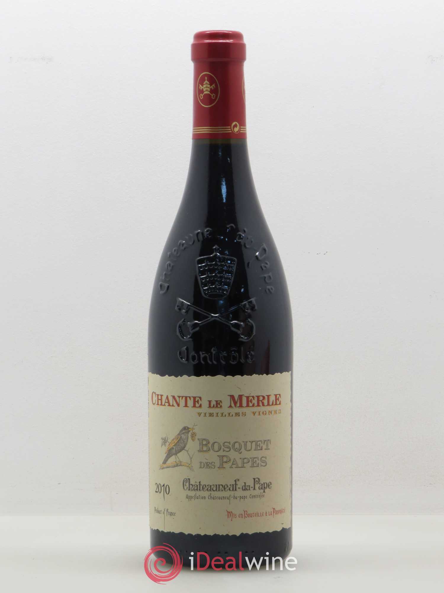 Châteauneuf-du-Pape Bosquet des Papes Chante Le Merle Vieilles Vignes Famille Boiron 2010 - Lot de 1 bouteille - 0