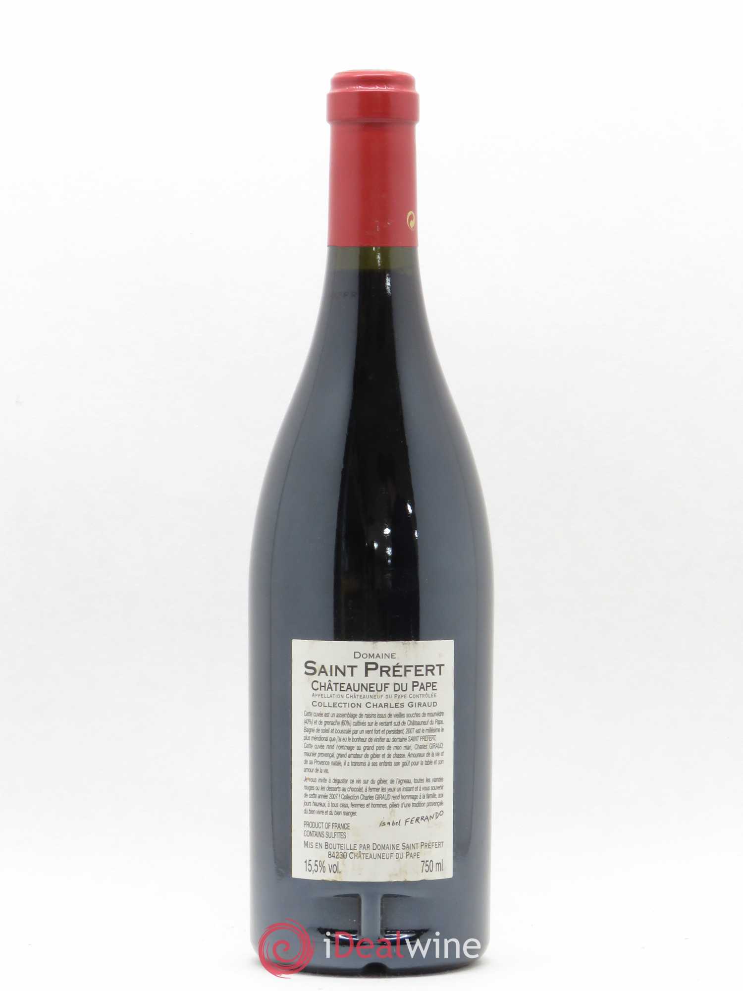 Châteauneuf-du-Pape Collection Charles Giraud Domaine Saint-Préfert 2007 - Lot de 1 bouteille - 1